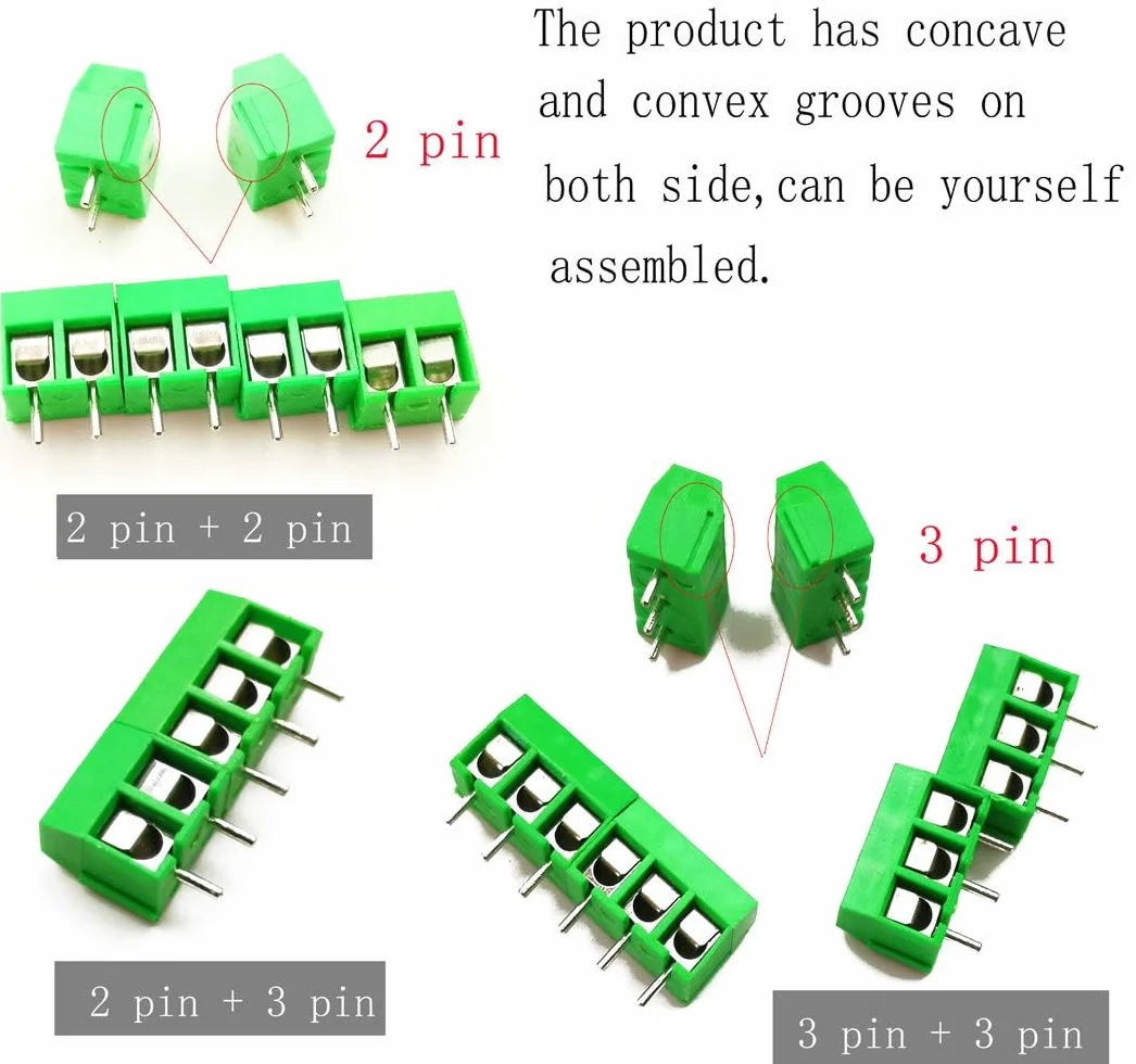 RUNCCI-YUN 80 Stücke 5mm 2 Pin 3 Pin PCB Mount Screw Terminal Block Schraubklemme Steckverbinder Blau