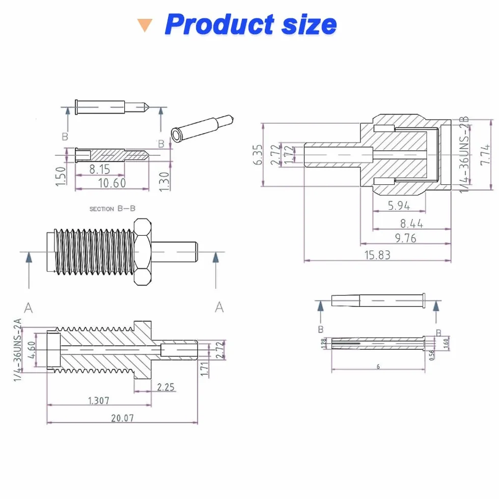 SMA Crimp Connector Kit, SMA męski Bulkhead Crimp Connector with SMA Female Bulkhead Crimp Connector, Gold Plated Solder RF Connector for RG316 RG174 Cable (12 szt.)