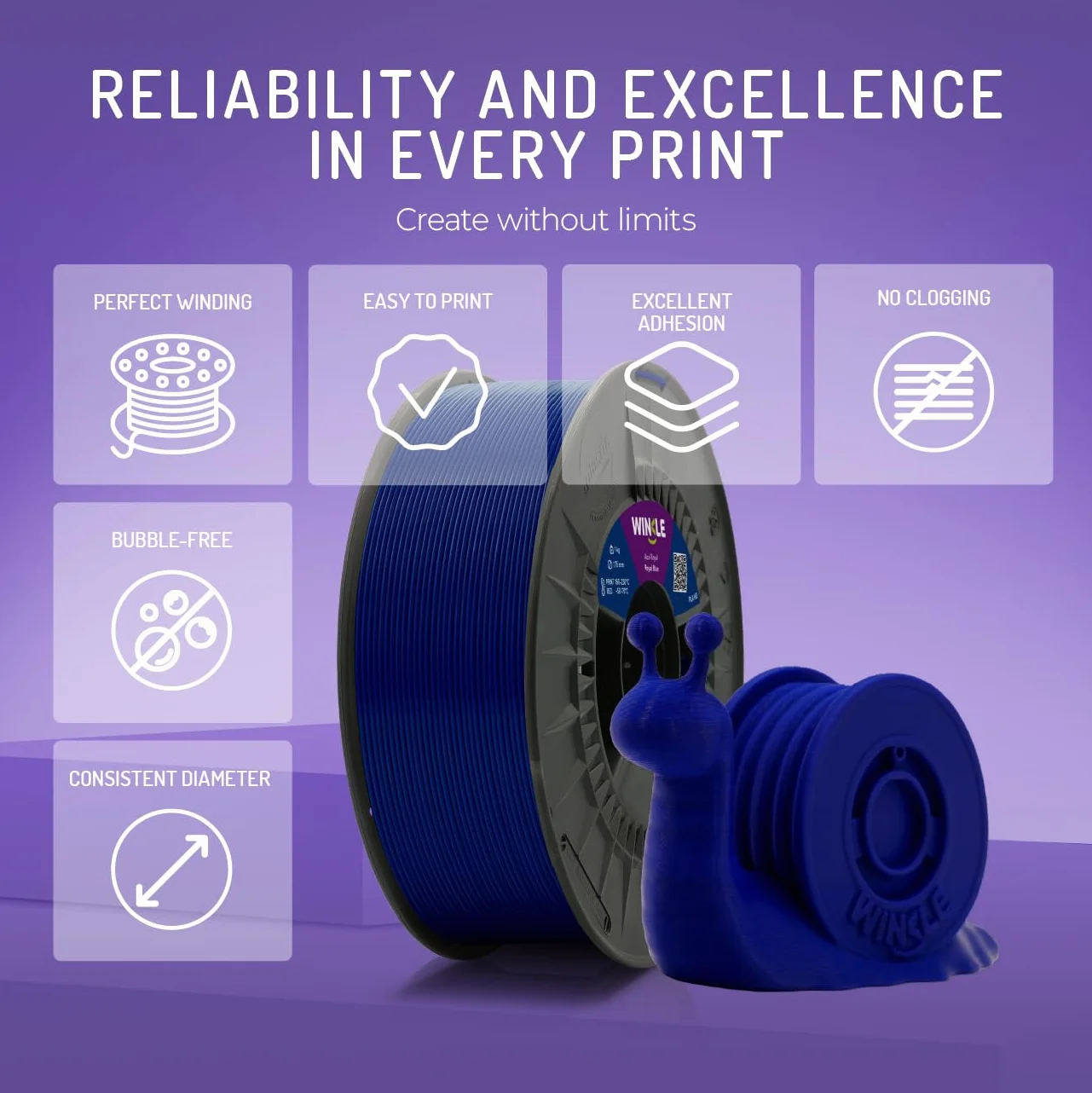 WINKLE Filament PLA HD Royal Blue 1,75 mm 300 g do Drukarki 3D