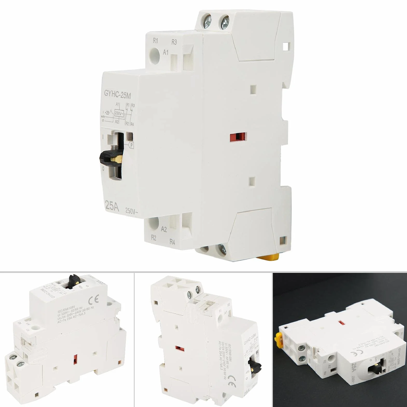 Stycznik AC na szynę DIN 220 V 50 Hz z Ręcznym Przełącznikiem Sterującym, oszczędność Energii, Cicha Praca, Niezawodne Przełączanie do Użytku Domowego (2NC)