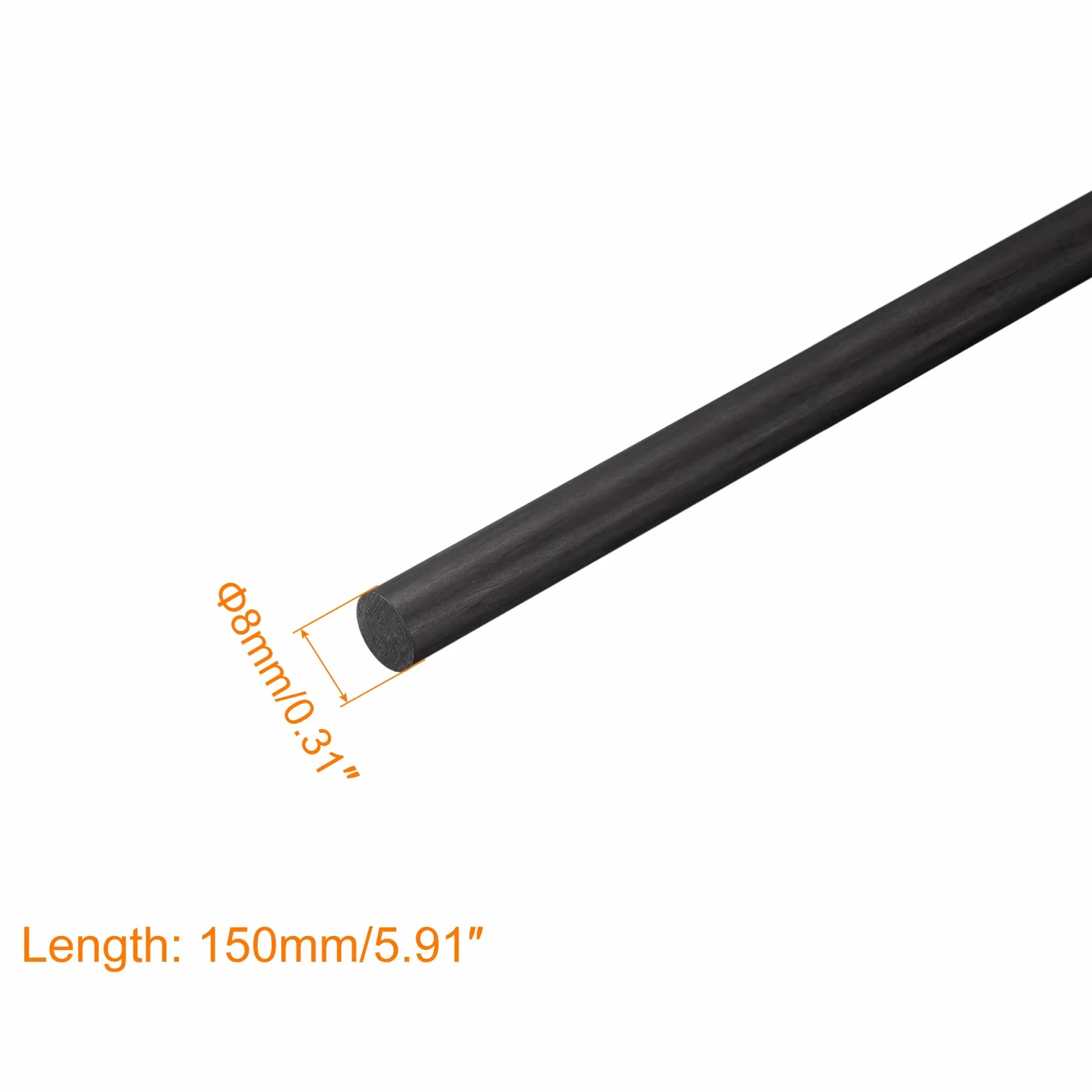 sourcing map Drążek z włókna węglowego do narzędzi "zrób to sam" RC samoloty rura skrzydłowa Quadcopter ramię 8 mm x 150 mm
