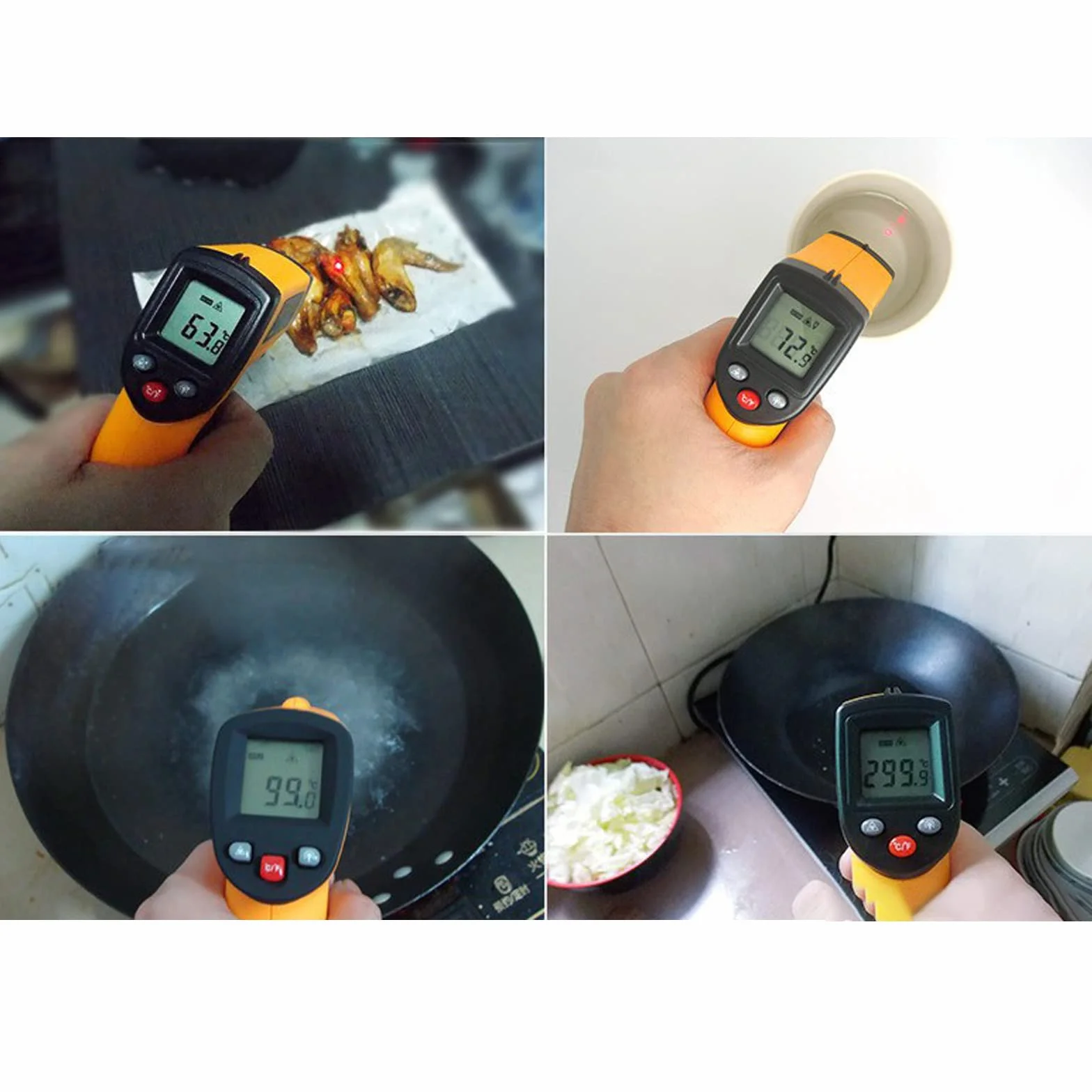 termometr na podczerwień do użytku przemysłowego, bezkontaktowy -50～400°C termometr do piekarnika, do gotowania/grilla/zamrażarki/lodówki/pieczenia, nie nadaje się dla ludzi