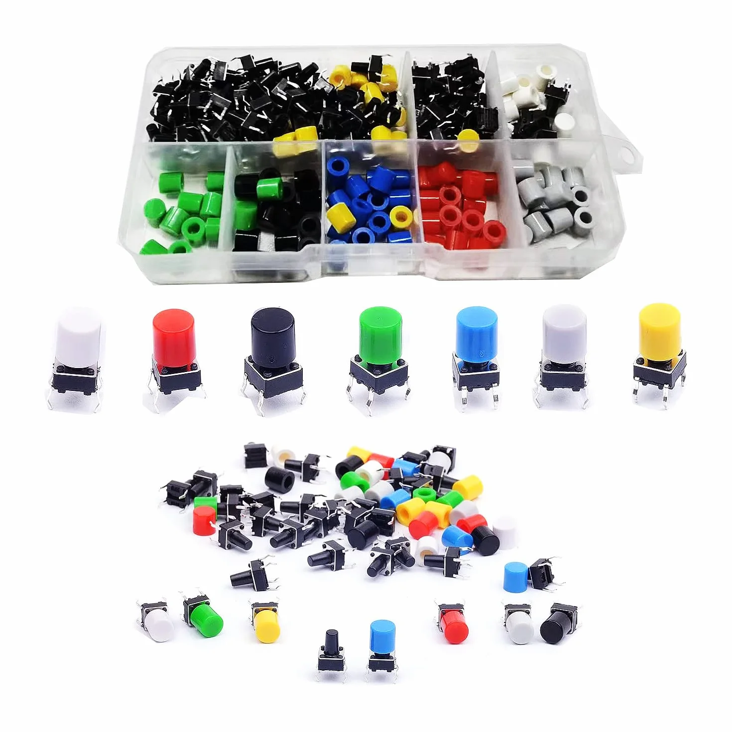 HUAZIZ 105 sztuk miniaturowy przycisk dotykowy przełącznik SPST 6 x 6 x 9 mm PCB