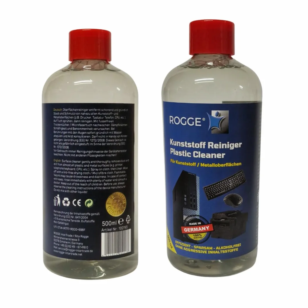 ROGGE 500 ml środek do czyszczenia tworzyw sztucznych, PC, myszy, klawiatur, drukarek itd. Delikatny środek do czyszczenia powierzchni bez alkoholu, specjalnie zaprojektowany do codziennego