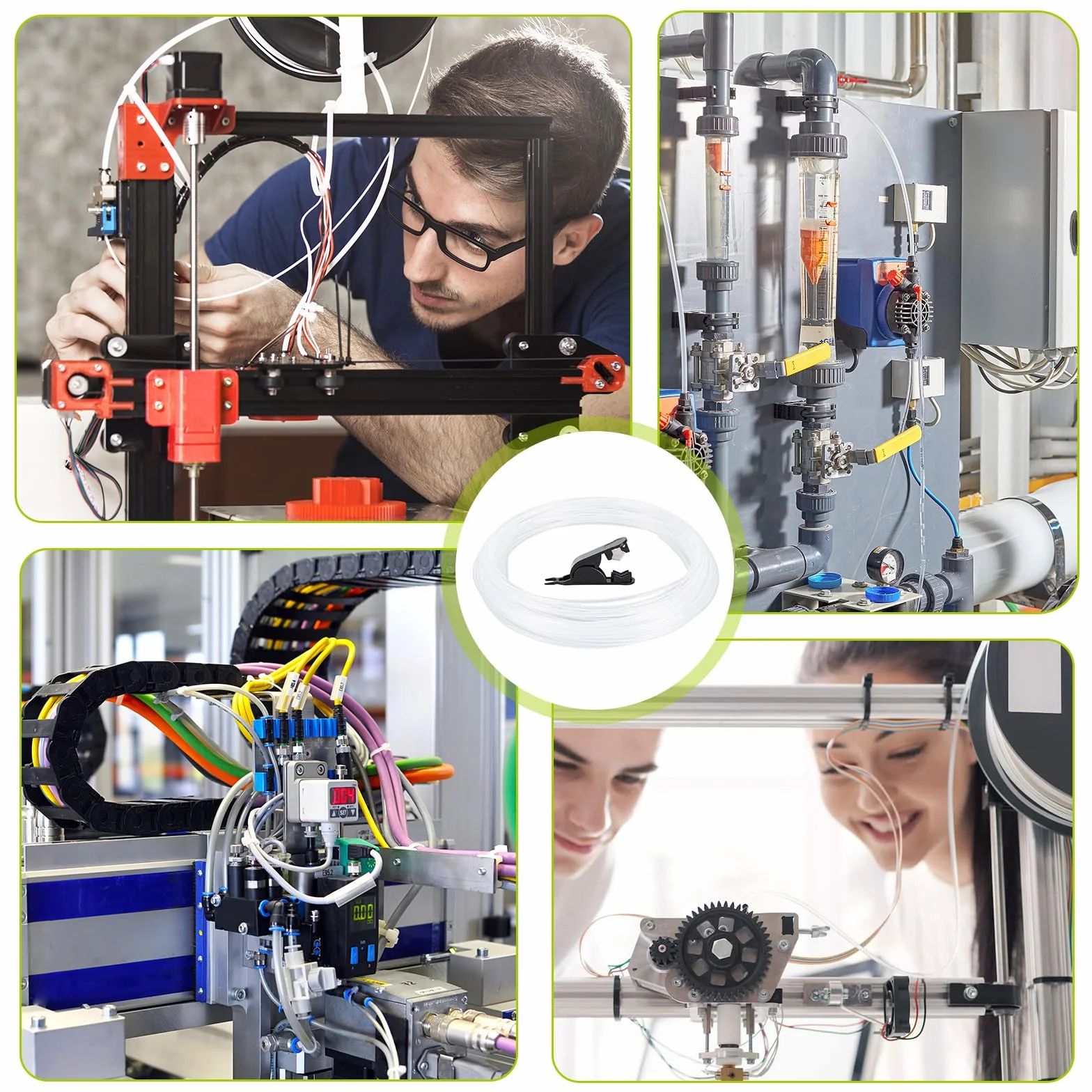 15-metrowy przewód PTFE z nożyczkami, 2,5mm ID × 4mm OD rurka PTFE, wąż teflonowy do drukarki 3D 1,75 mm, wąż teflonowy do serii Bambu Lab i Creality K1/K1 Max/Ender 3V3