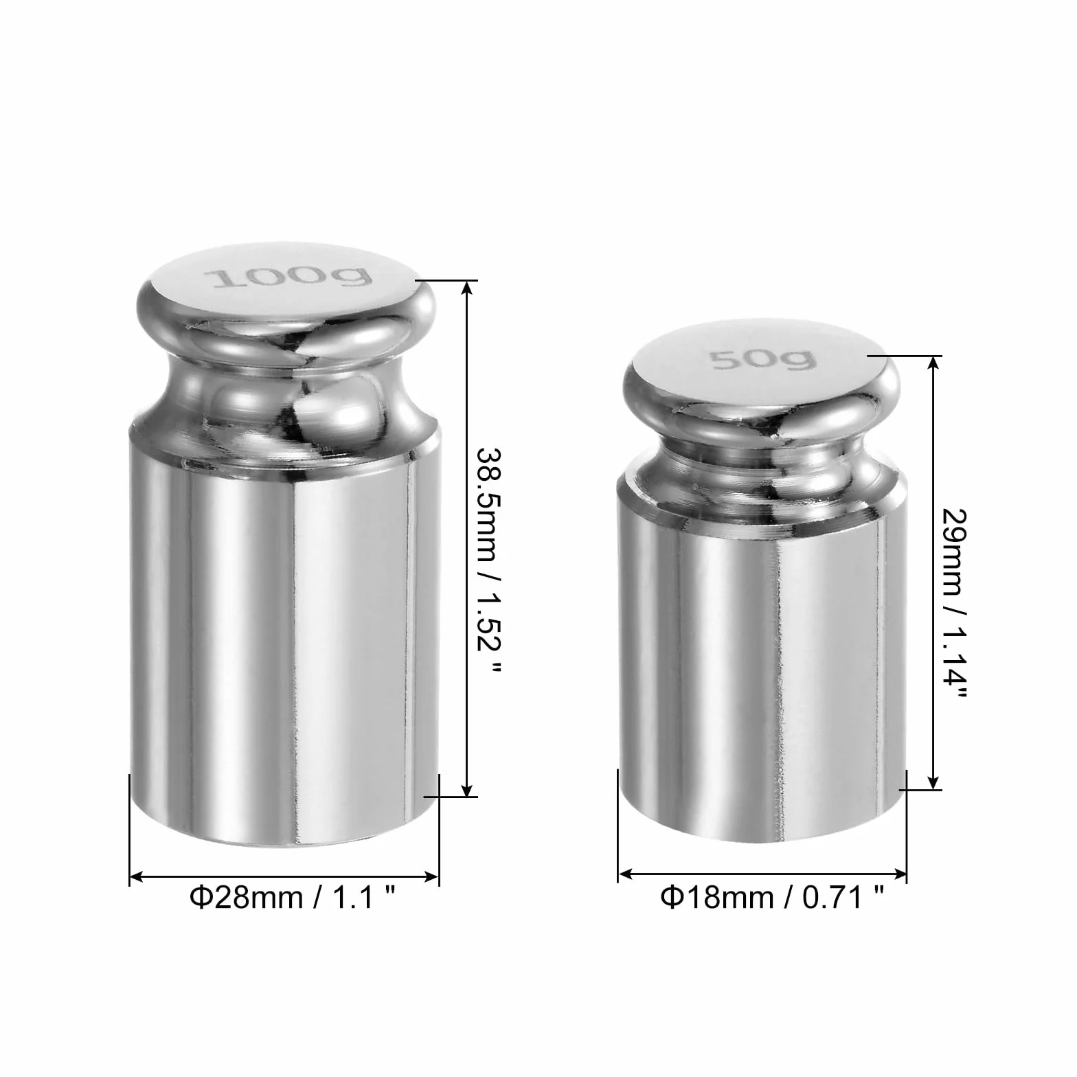 QUARKZMAN 2 szt. Zestaw odważników kalibracyjnych 50g 100g M1 precyzyjna chromowana stal do wagi cyfrowej