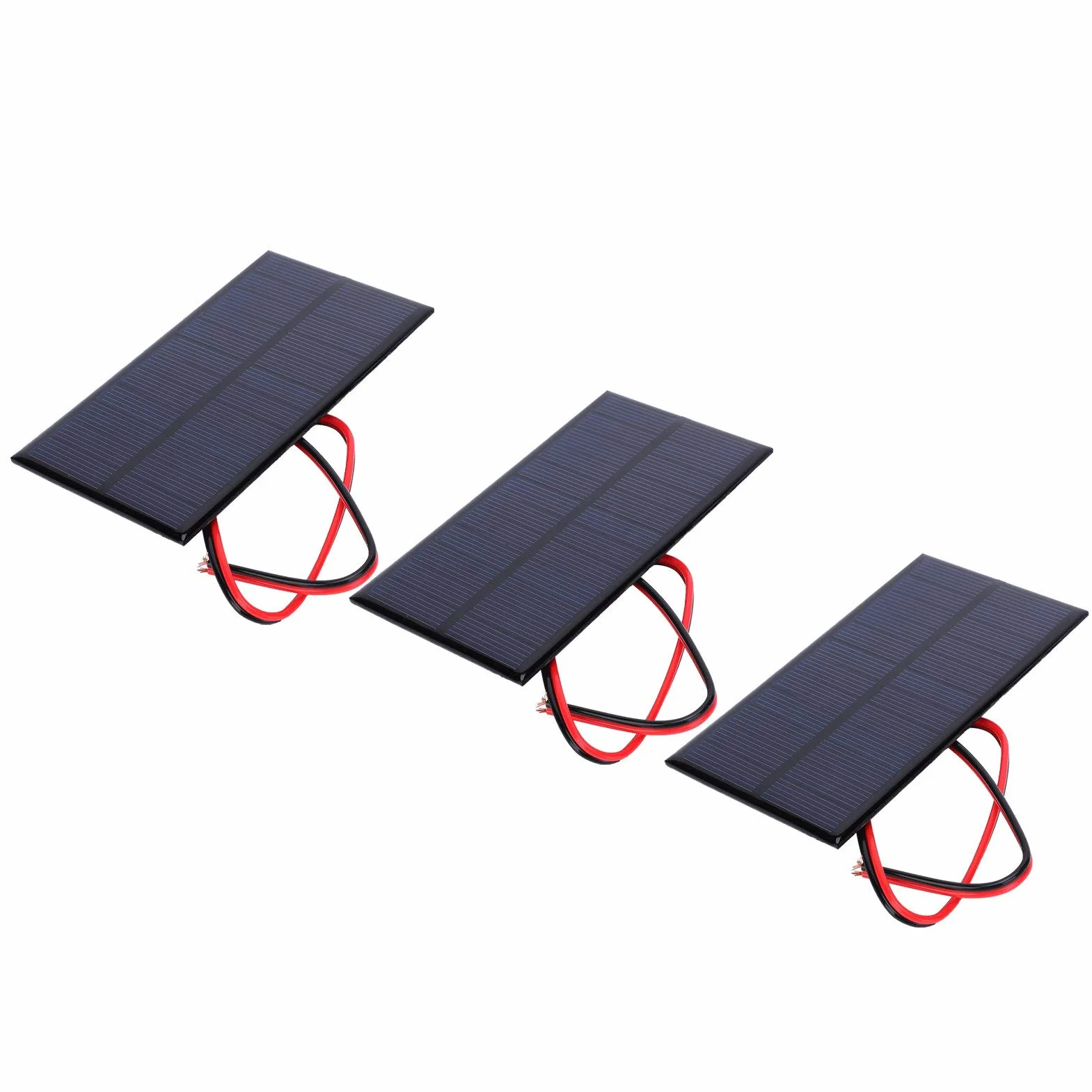 3 Szt. Mini Panel Słoneczny 6V 1W Moduł Fotowoltaiczny 11x6cm System Ładowania Słonecznego do Małych Urządzeń z Kablem 30cm Przenośny Zestaw do Zabawek Elektronicznych