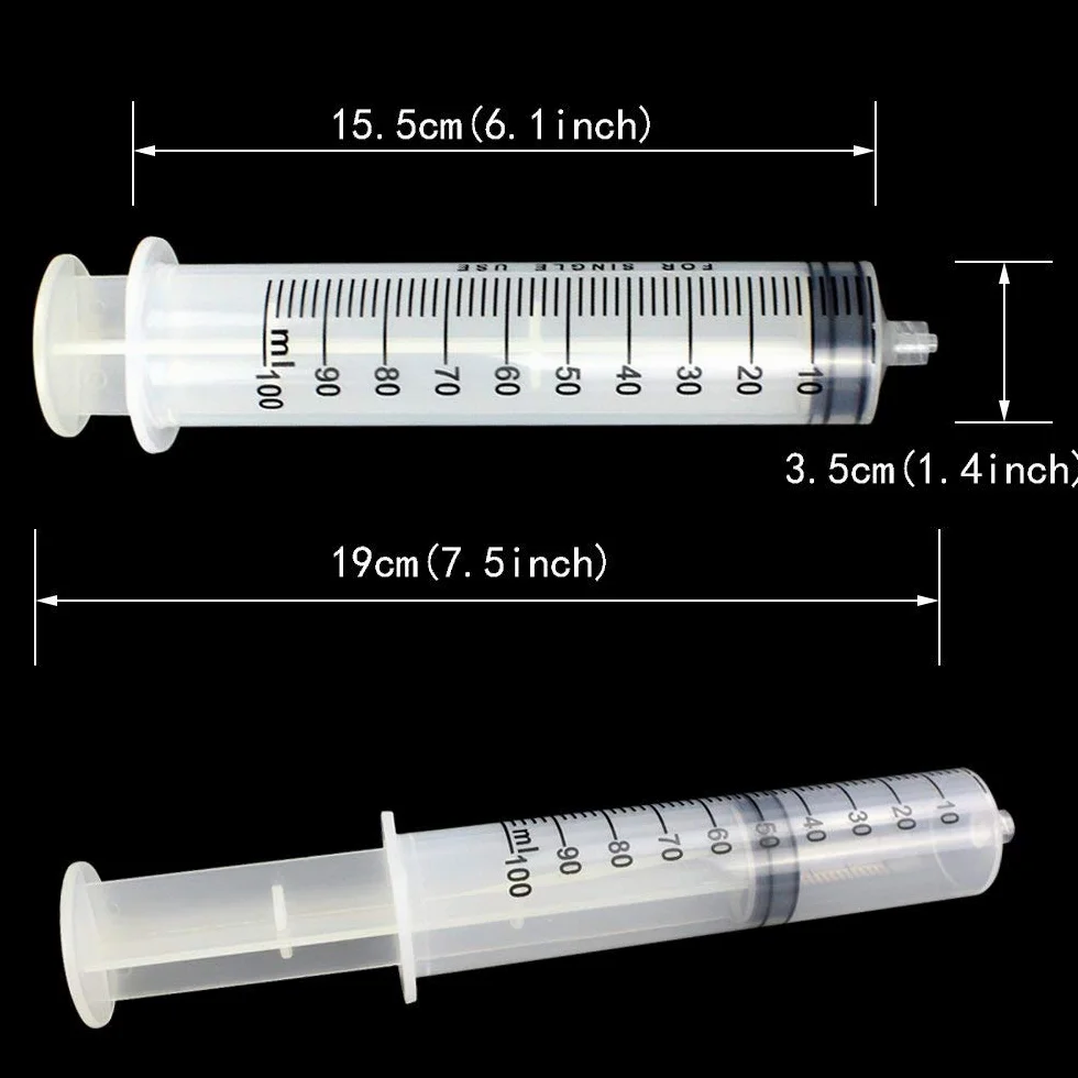 Gebildet 2 szt. strzykawek 100 ml z tubką 1 m, duża plastikowa strzykawka do laboratoriów naukowych