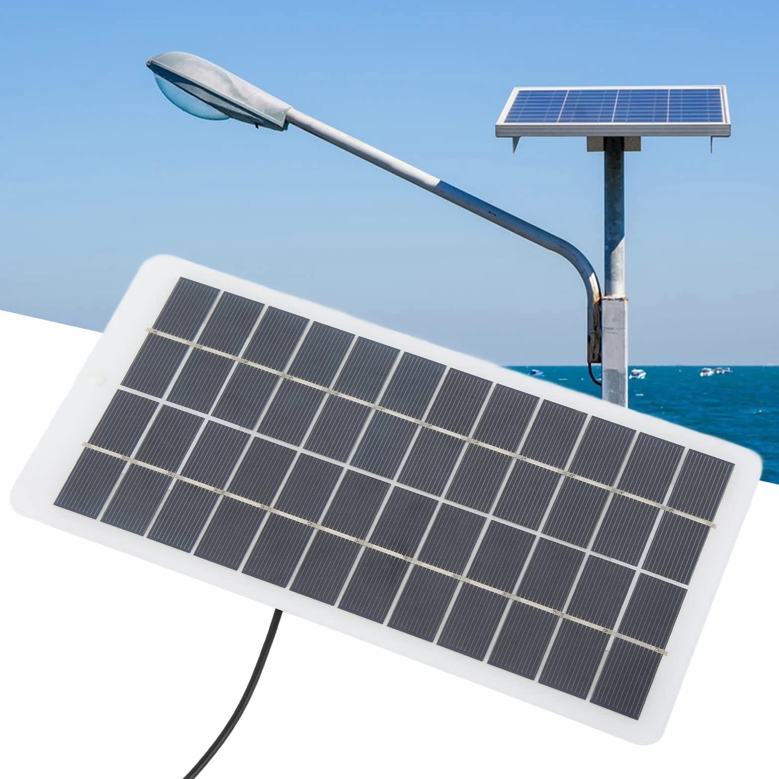 Panel słoneczny, 5W 12V Portable High Efficiency Solar Module Polycrystalline Solar Power Panel with DC Interface, Energy Saving Solar Charger Panel for Emergency Lights, Small Solar Energy Systems