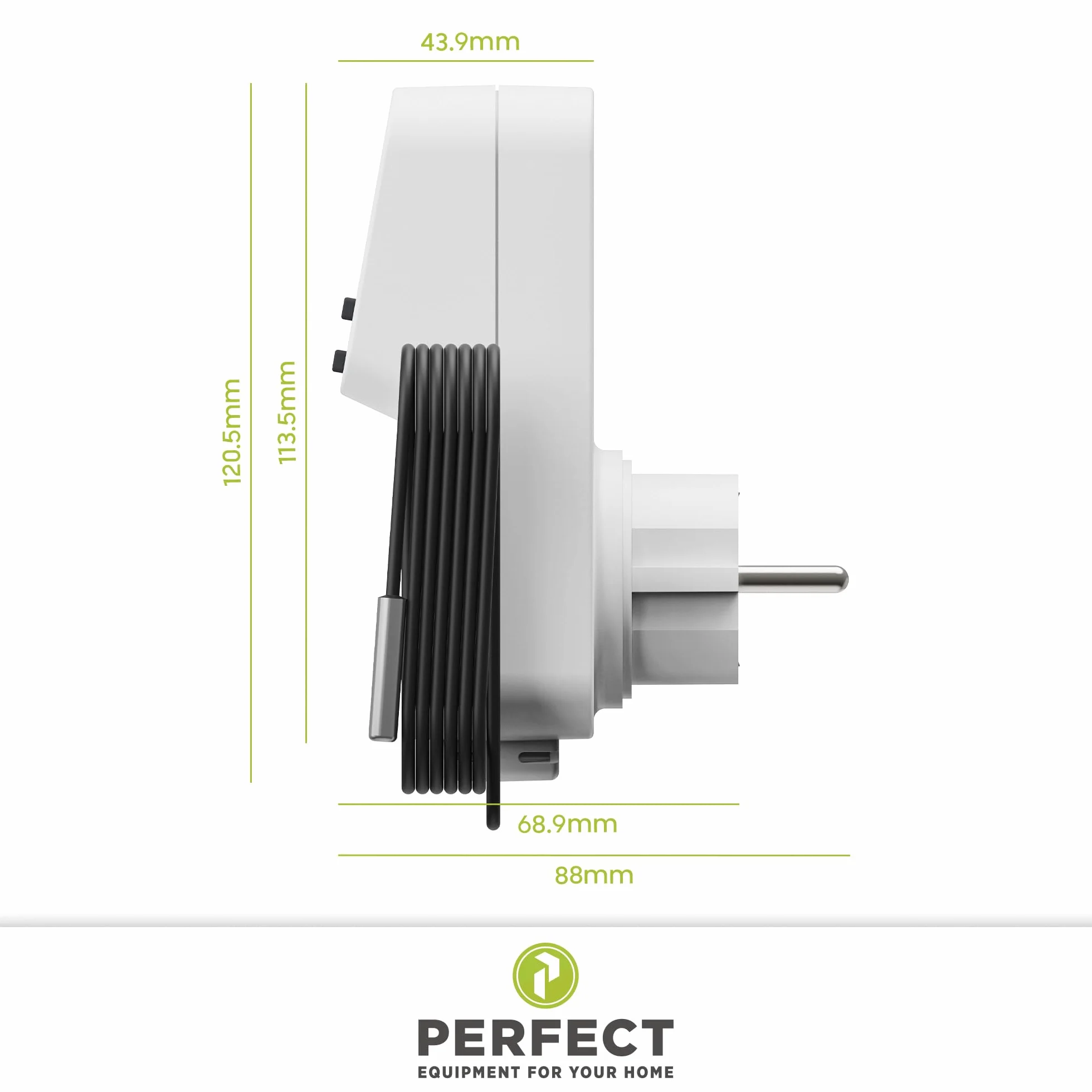 Idealne gniazdo termostatyczne, regulator temperatury 230 V, termostat z czujnikiem, przełącznik temperatury do ogrzewania, chłodzenia, szklarni, terrarium, biały