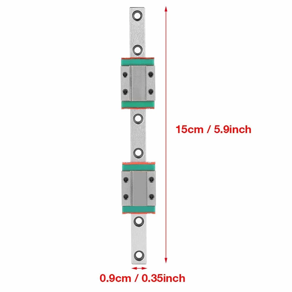 150mm Linearführung, Linearführungsschiene mit einer Führung MGN9B 150mm und zwei MGN9B-Schlitten