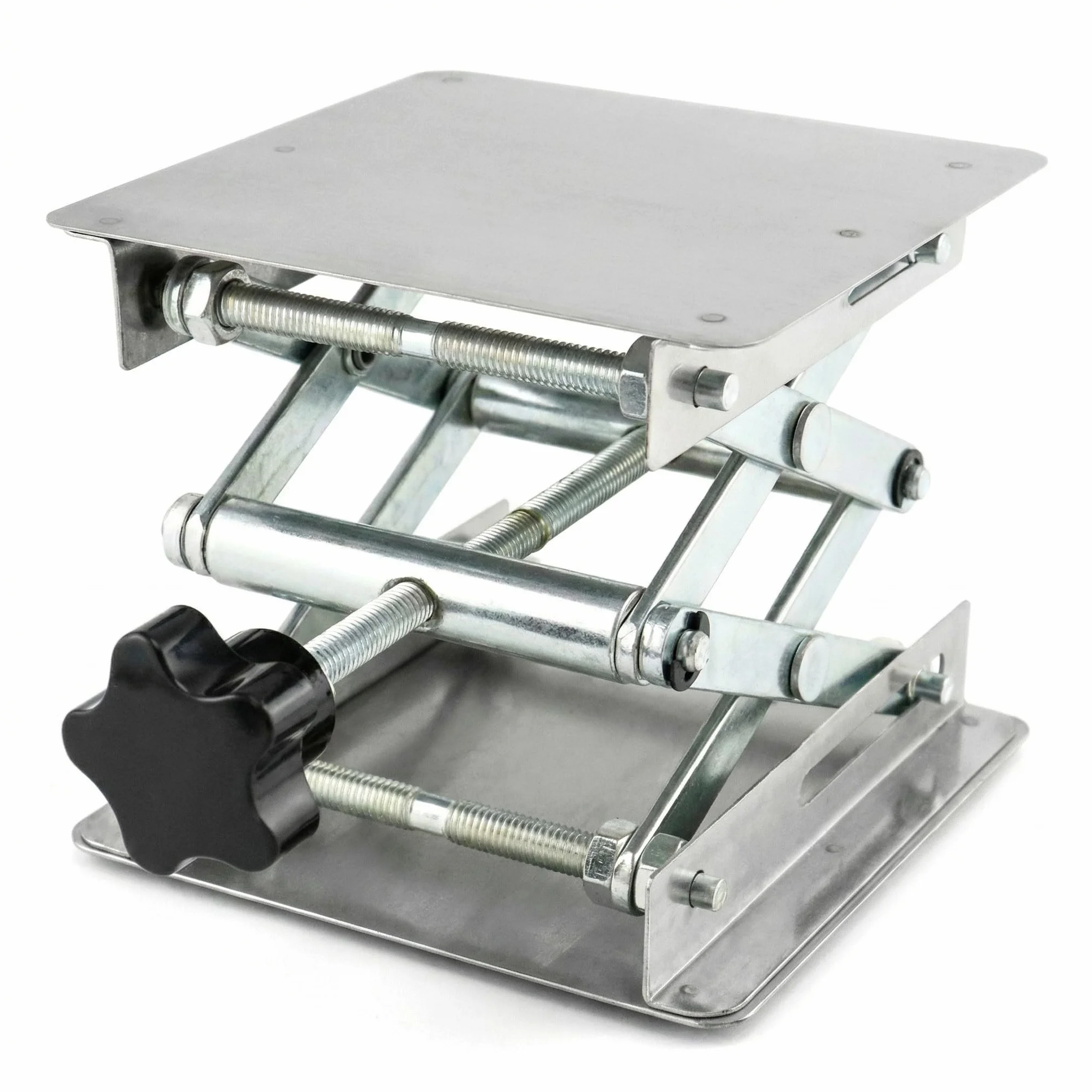 QWORK® Laboratoryjna platforma podnosząca, laboratoryjny podnośnik nożycowy ze stali nierdzewnej 100x100mm do eksperymentów, maksymalne obciążenie 5KG
