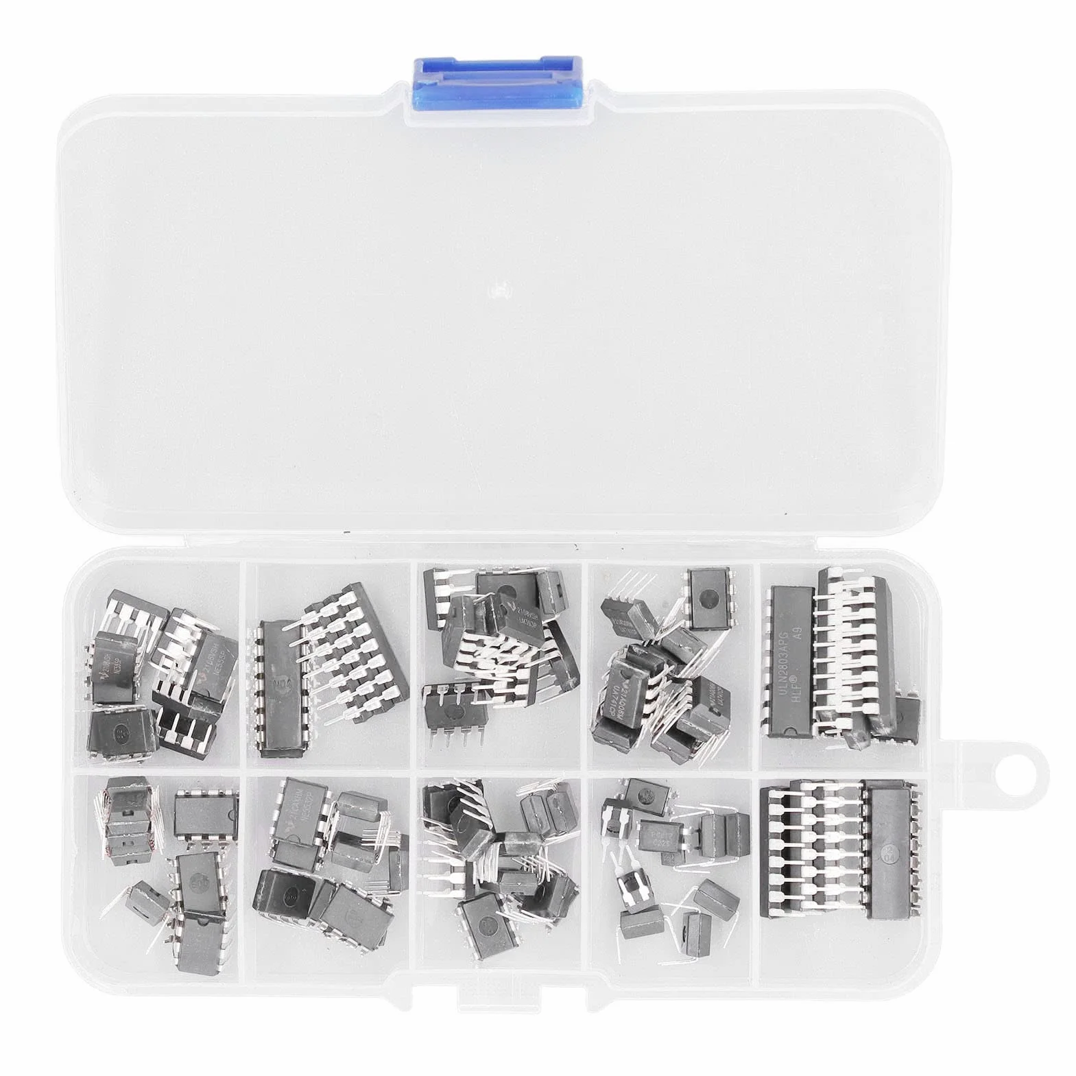 Zestaw CHIPS IC, 85 szt. 10 wartości zestaw układów scalonych układ scalony Amp IC, w tym NE555, LM324, LM393, UA741, ULN2803, LM358, LM386, NE5532, ULN2003, PC777
