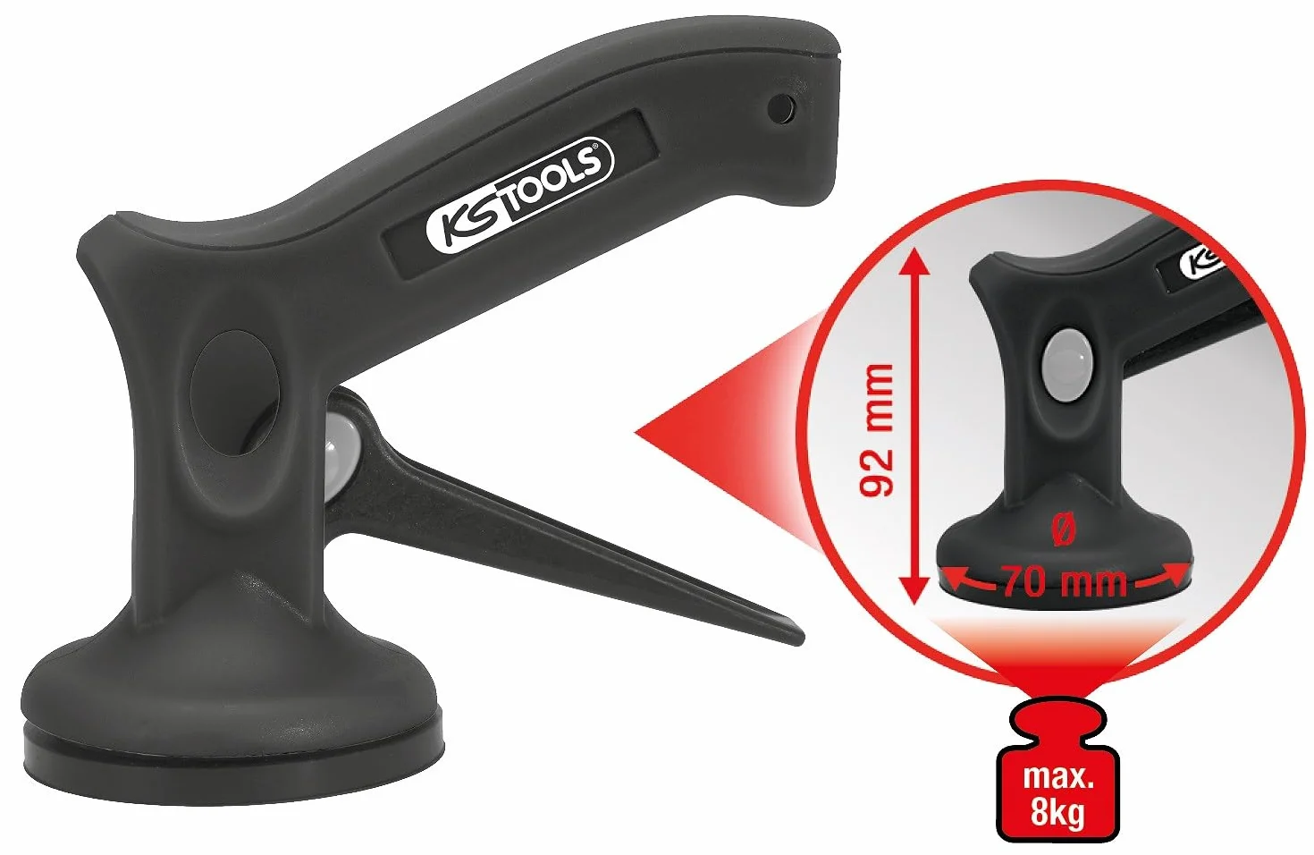 KS Tools Jednoreczny mini-podnosnik przyssawkowy 8kg