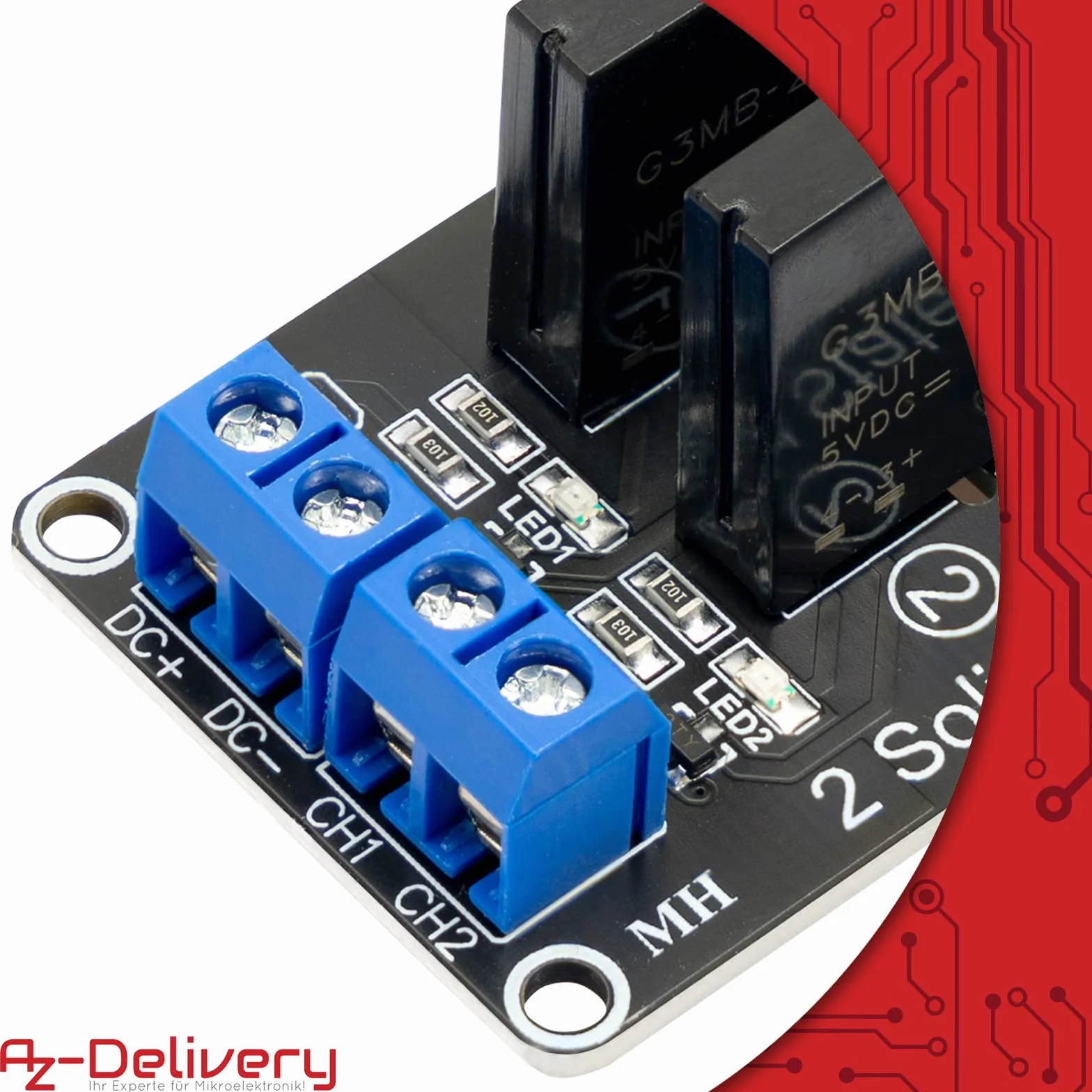 AZDelivery 3 x 2-kanałowy moduł przekaźnika 5 V DC Solid State Relais Low Level Trigger Power Switch Relais Board kompatybilny z Arduino i Raspberry Pi