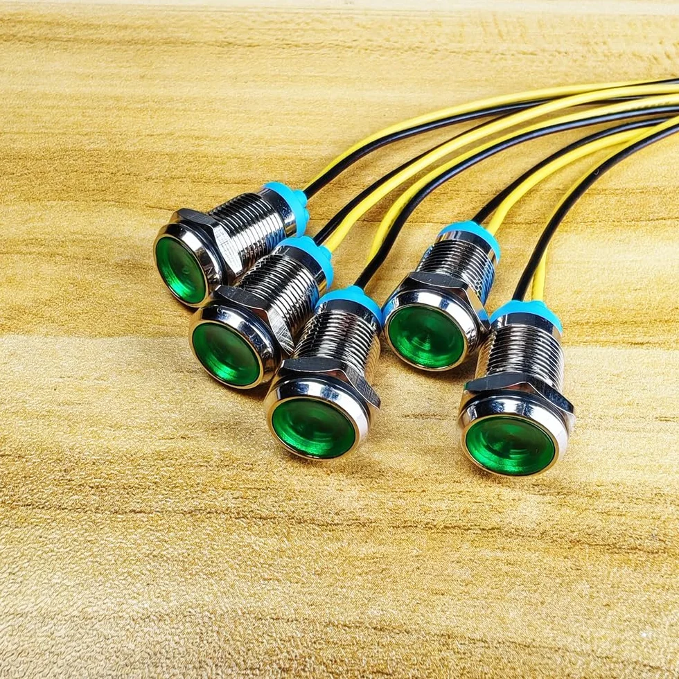 Gebildet 5 Sztuk 10mm 230V Ac Led Metalowy Wskaźnik Świetlny Wodoodporna Lampka Sygnalizacyjna (Zielona)