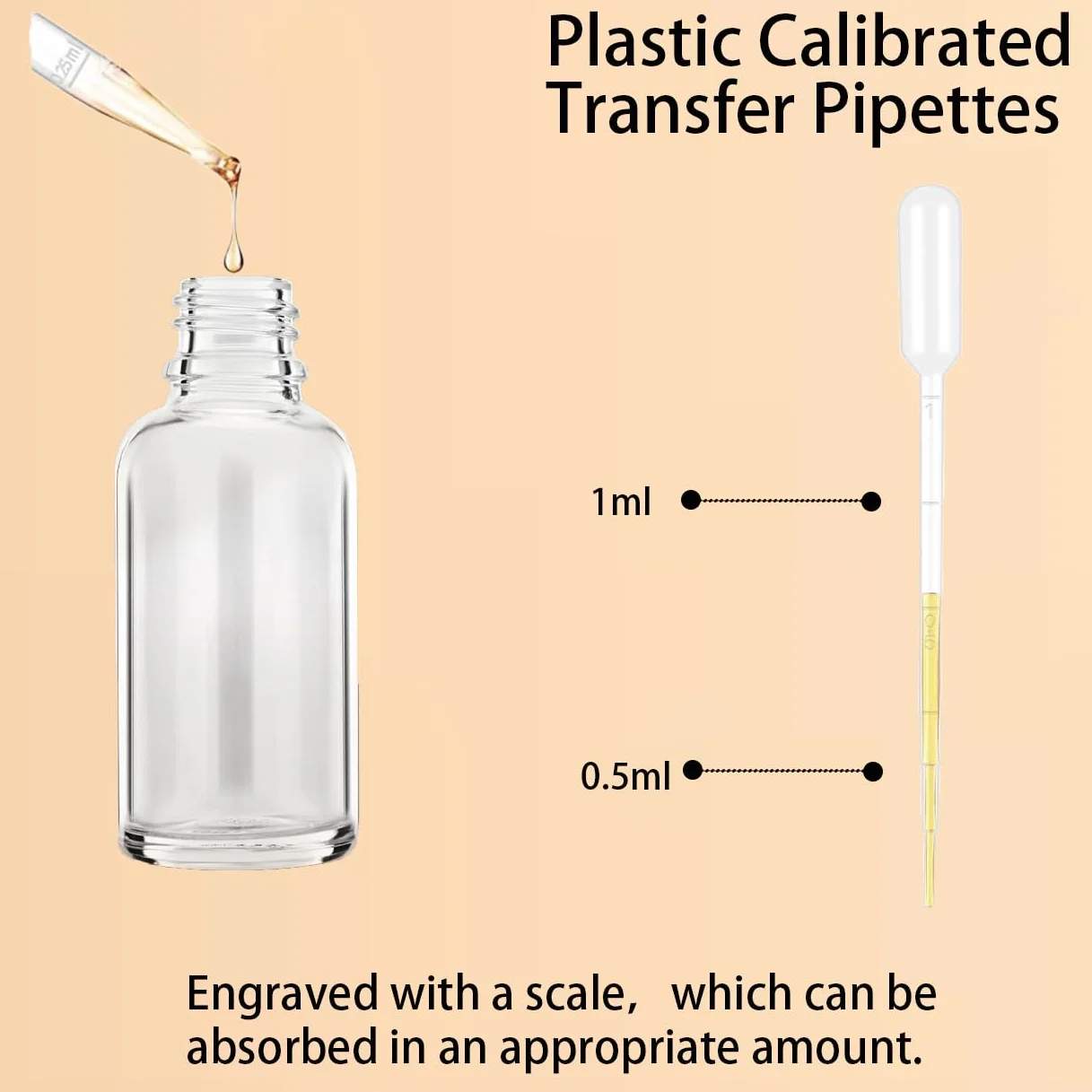 4x Butelki z pipetą 30 ml szklane przezroczyste z kroplomierzem zestaw lejek pipety etykiety do olejków eterycznych
