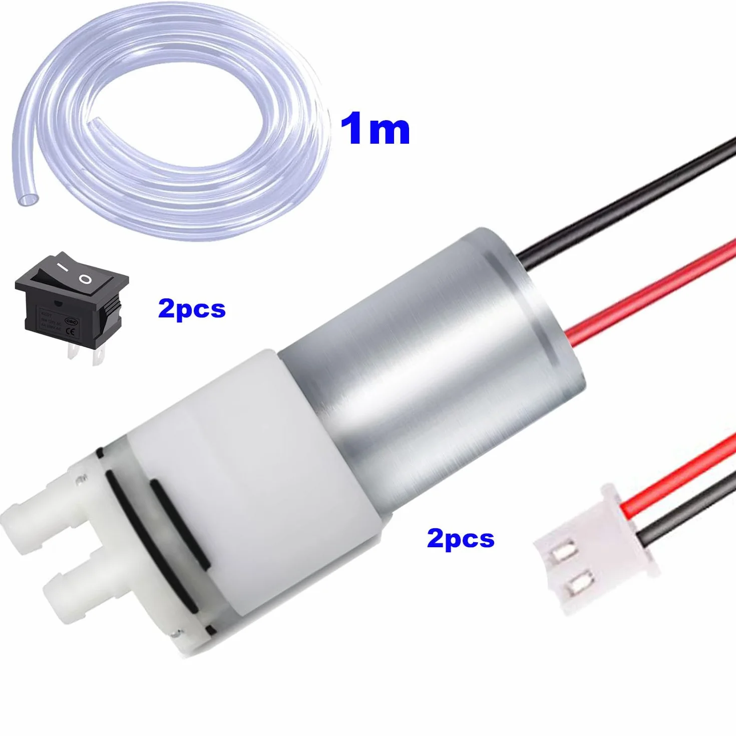 RUNCCI-YUN 2 szt. 6 V-12 V mikro pompa silnikowa, pompa wodna do akwarium, samozasysająca pompa wodna DC 12 V, mini pompa ssąca do wody, 370 V, cicha praca, do ekspresu do herbaty, akwarium, dozownika
