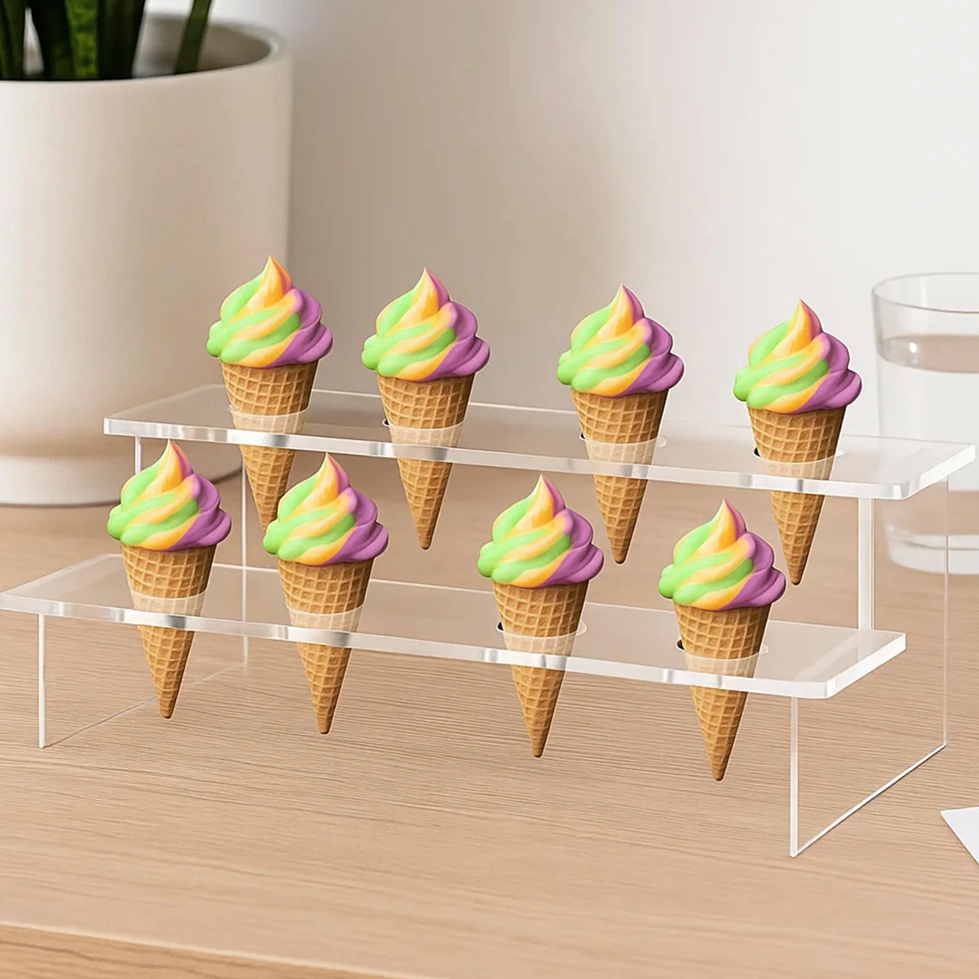 Akrylowy Stoisk Na Lody 8-Otworowy Przezroczysty Prostokątny