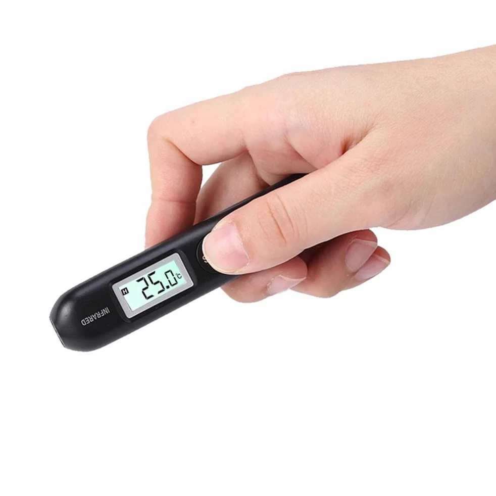 Mini Cyfrowy Termometr na podczerwień Bezkontaktowy Czytnik Temperatury Pen Przenośny Kieszonkowy Długopis Temperatury -50-220 ℃ (black)