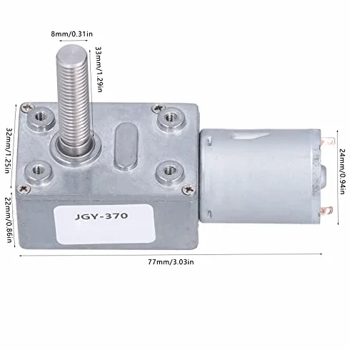 Jgy-370 Przemysłowy silnik z przekładnią ślimakową M8 Wał gwintowany Samoblokujący DC12V 10 obr./min