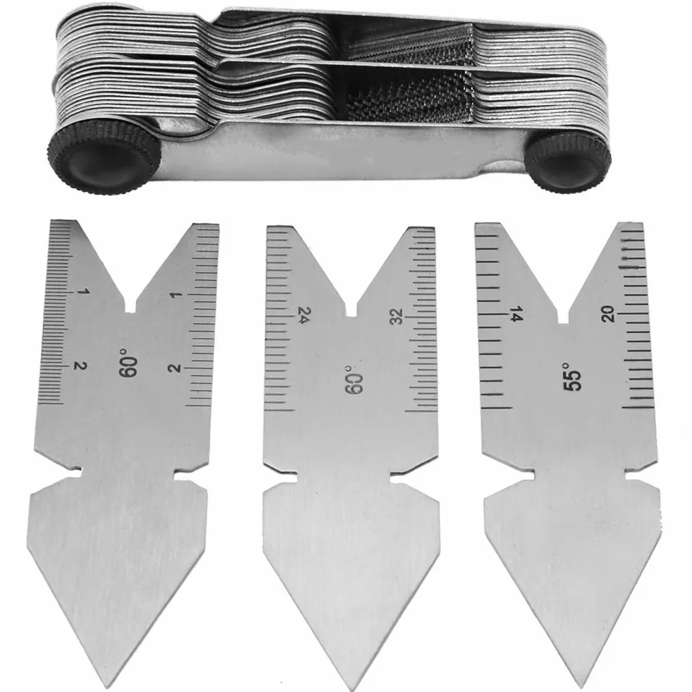 1 Szt. Skok Gwintu 2 Szt. 60 ° środek Fishtail Gauge do Mierników do Gwintowania i 1 Szt. 55 ° środek Gauge Cal Metryczny
