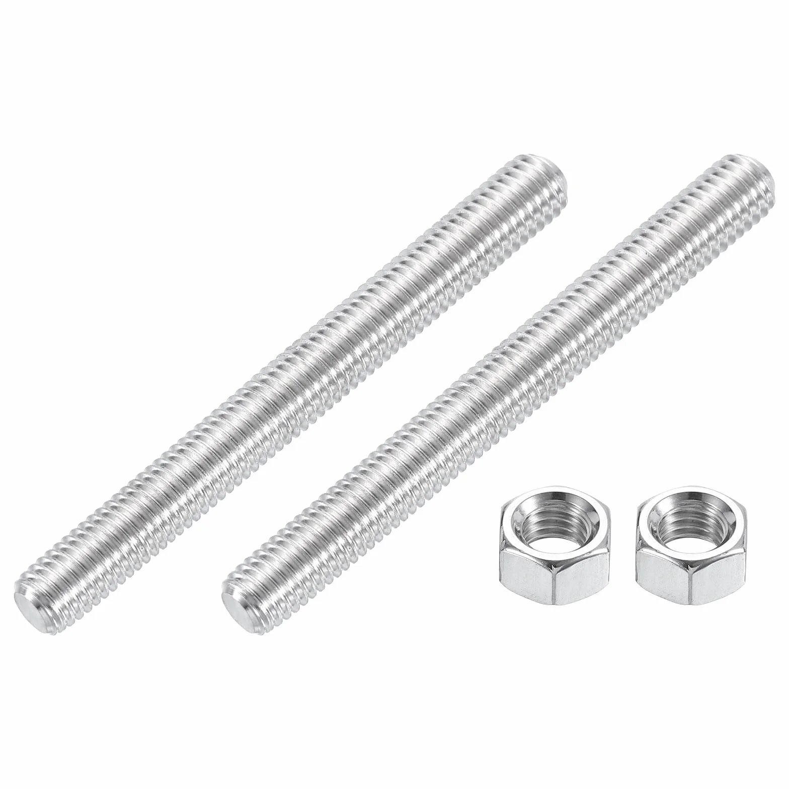 QUARKZMAN Pręt z pełnym gwintem 3/8"-16, 2 sztuki 304 stal szlachetna śruba gwintowana długość 4" gwint prawy do montażu mebli, mocowanie montażowe