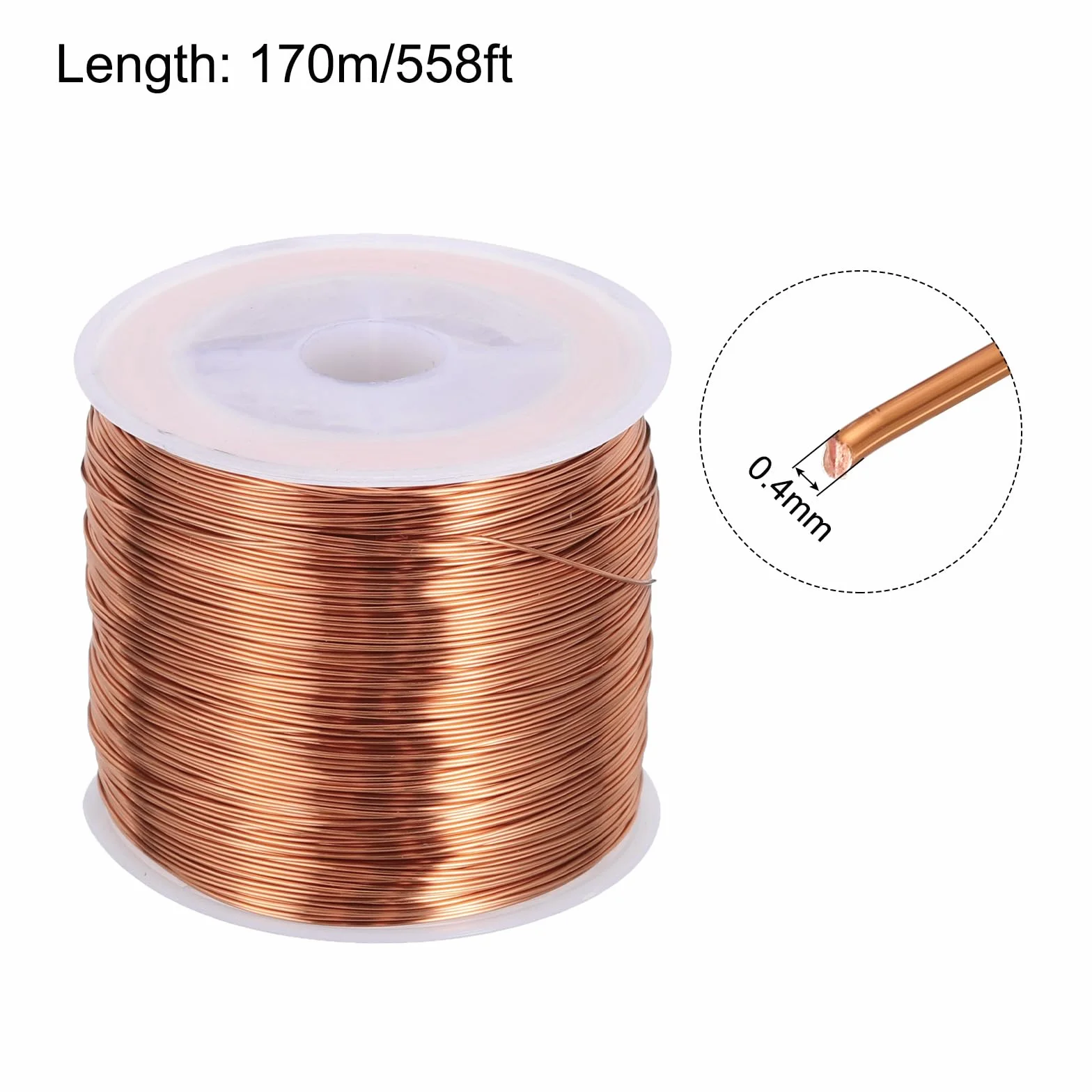 QUARKZMAN Drut magnetyczny 0,4 mm 558 stopa szpula emaliowany drut miedziany 200g 155C