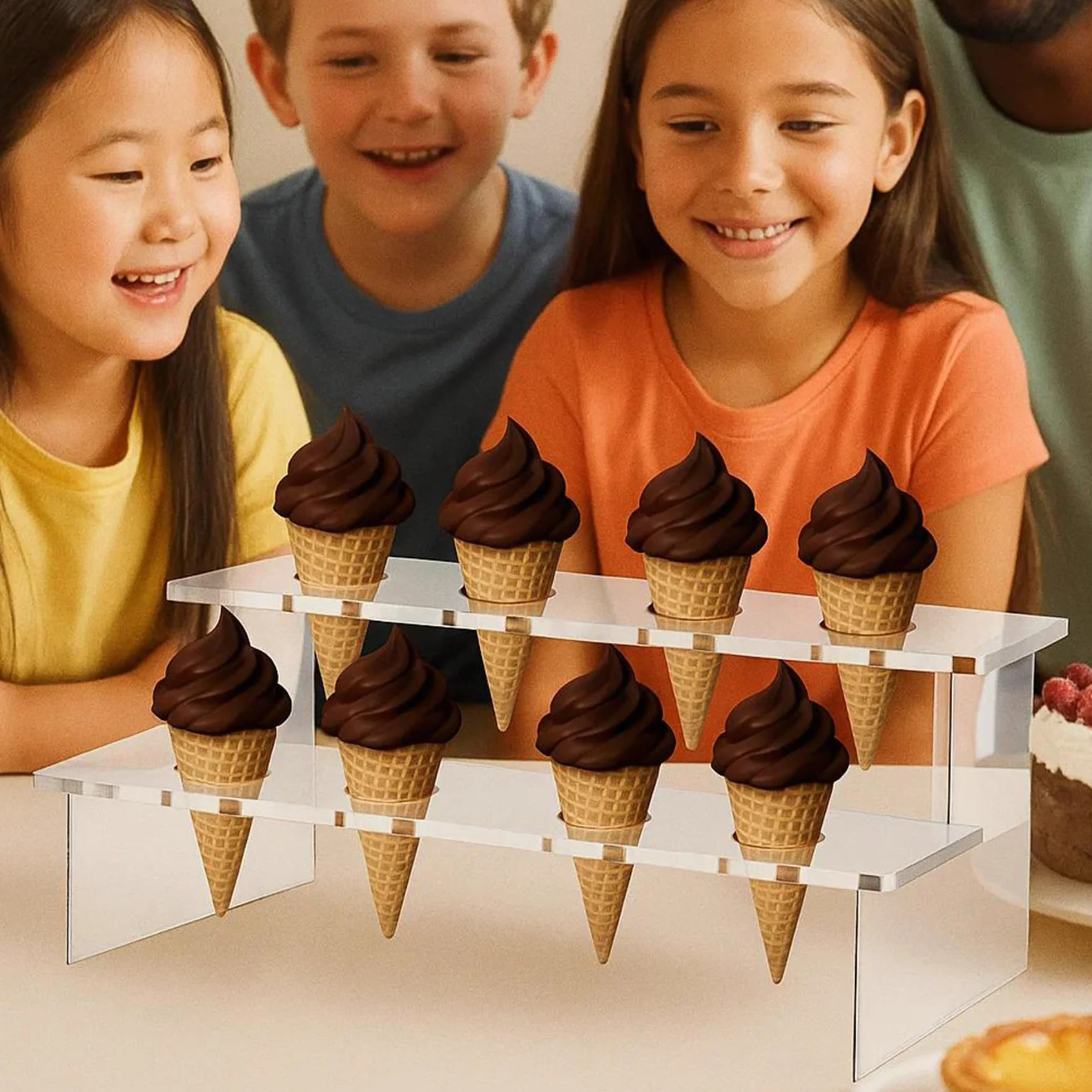 Akrylowy Stoisk Na Lody 8-Otworowy Przezroczysty Prostokątny