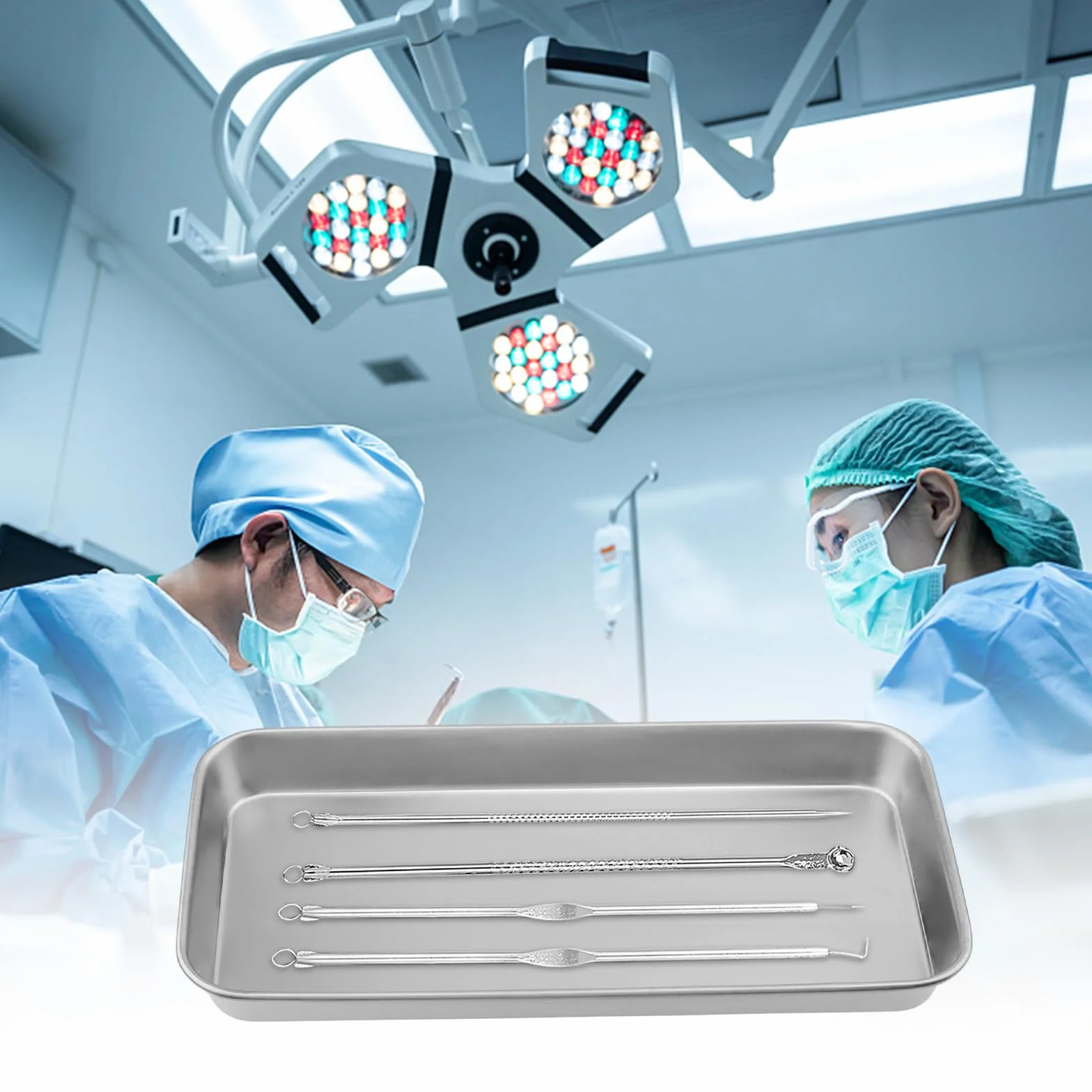 Taca na instrumenty, 10 sztuk, 22,5 x 11,7 x 2 cm, ma?a taca laboratoryjna, prostok?tna taca ze stali nierdzewnej, przydatne narz?dzia, do zastosowania w laboratoriach, szpitalach, kolor