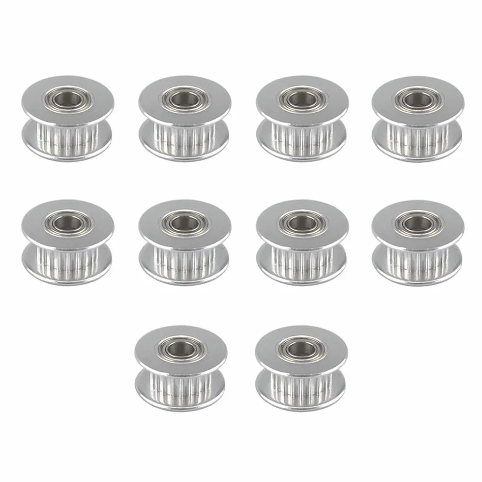 FULARR® 10 szt. koła pasowego koła zębatego ze stopu aluminium, 20 zębów 5 mm średnica koła pasowego zębatego GT2, z podwójnym łożyskiem kulkowym, do drukarki 3D o szerokości 6 mm