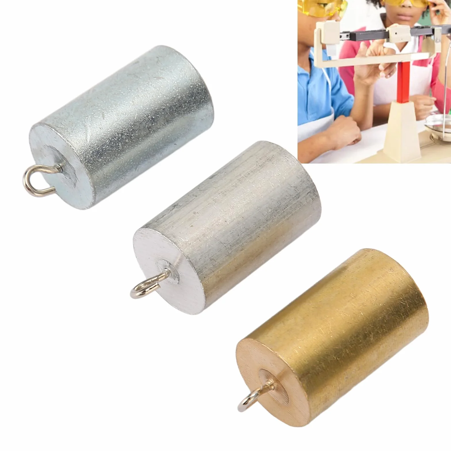 Zestaw Bloków o Gęstości Metalu 3 szt. Bloki o Gęstości Metalu Solidne Metalowe Bloki Masowe Miedź Żelazo Aluminiowy Styl Cylindra Zestaw Metalowych Cylindrów