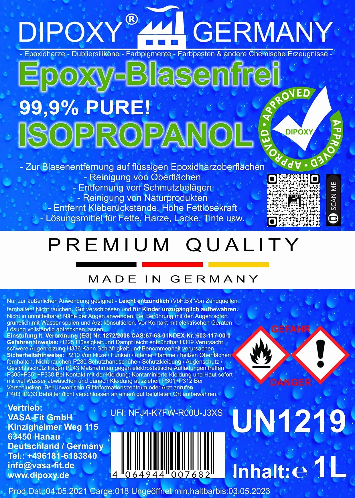 1L Izopropanol 99,9% rozpuszczalnik IPA alkohol izopropylowy 2-propanol środek czyszczący