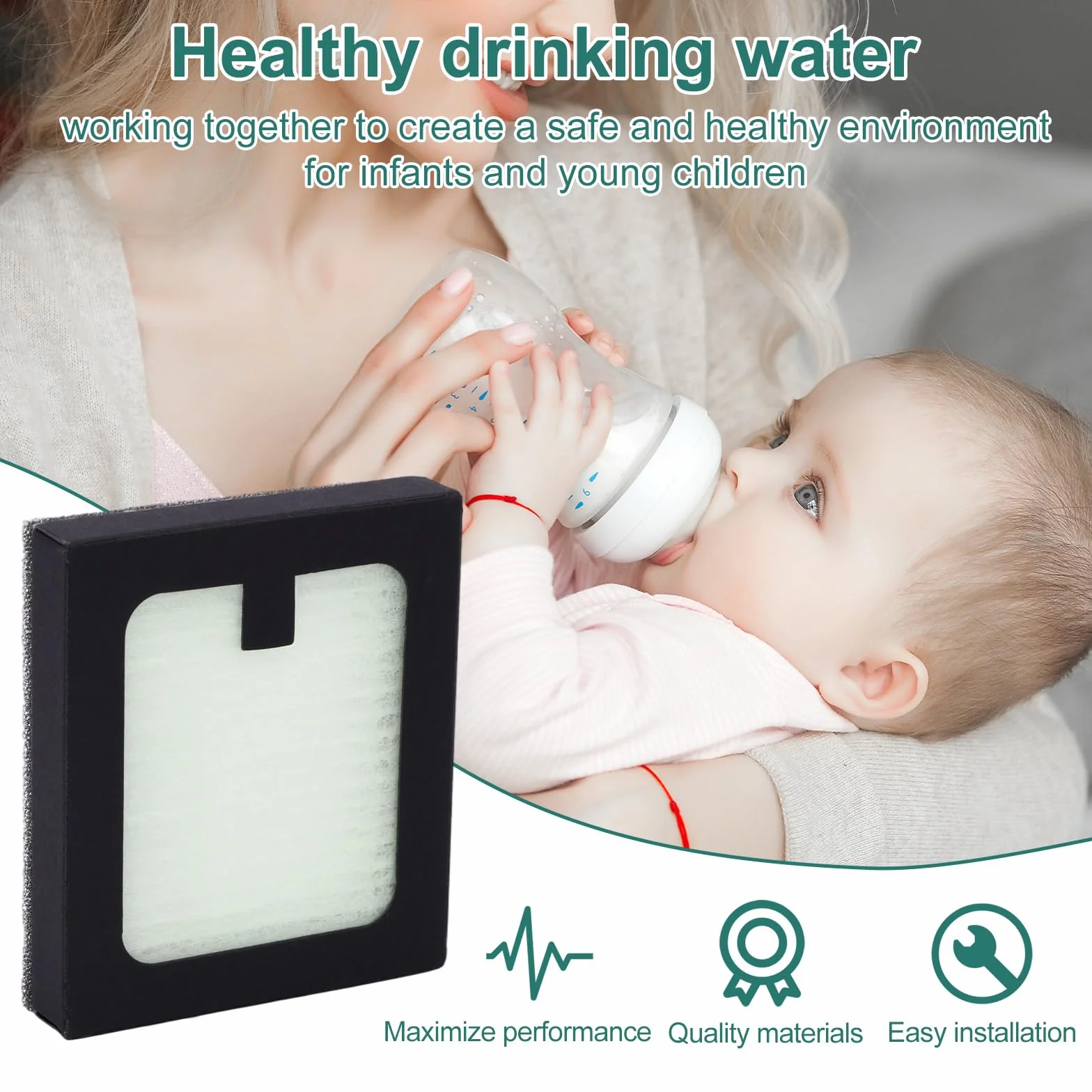 Filtr Zastępczy Kompatybilny z Baby Brezza Baby Bottle Washer Pro 4 Sztuki 6,7x5,8x1,3cm PP PET