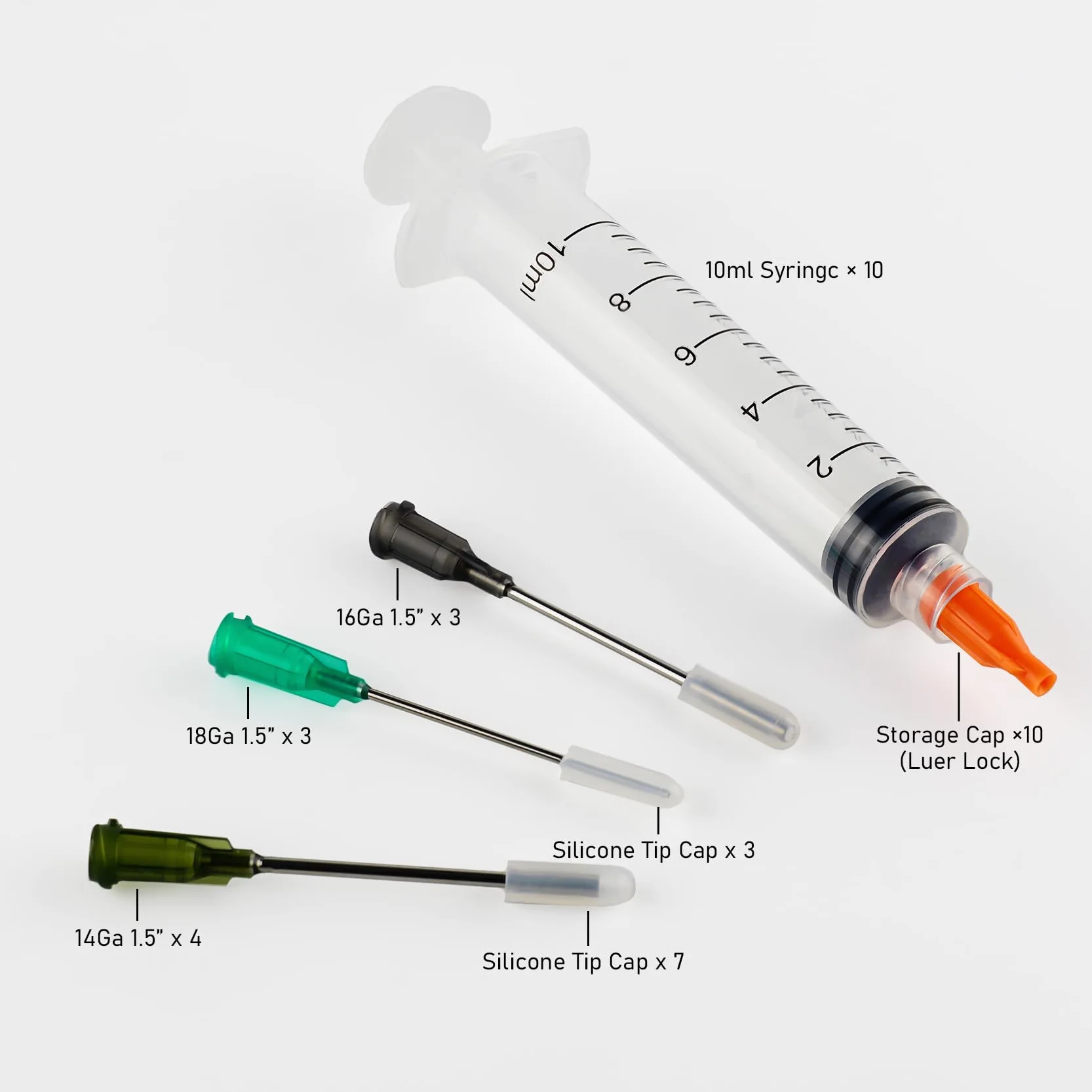 Strzykawka do kleju, 10 ml, końcówka Luer Lock, 14 Ga, 16 Ga, igła z nasadkami, aplikator kleju do kryształków górskich, obróbki drewna, farb, klejów, oleju, tuszu, tapet