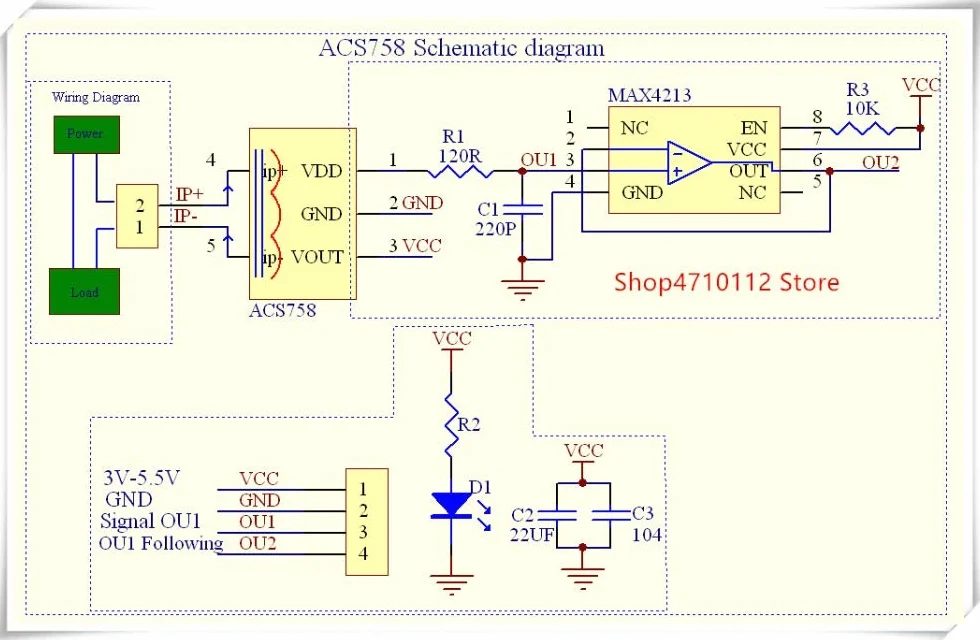 Hailege ACS758 ACS758LCB-050B-PFF-T 50A Linear Current Sensor ACS758LCB moduł prądu 120 kHz szerokość pasma 3-5,5 V