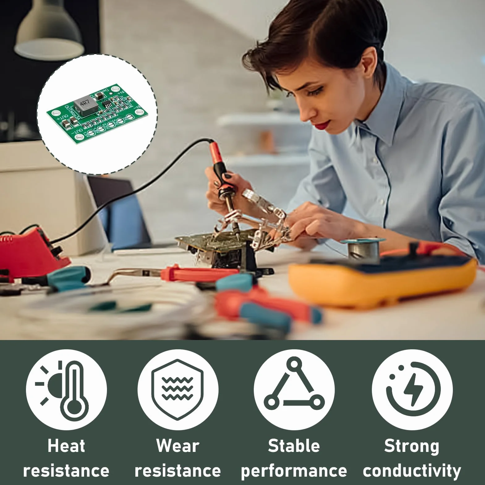 Zestaw 6 MP1584EN Ultra Small DC-DC, Mini 360 Buck Converter Niszczenie napięcia Wejście 5V-15V Regulowane wyjście 1,25 V 1,5 V 1,8 V 2,5 V 3,3 V 5V Moduł zasilania 3A Wysoka wydajność DIY dla Arduino