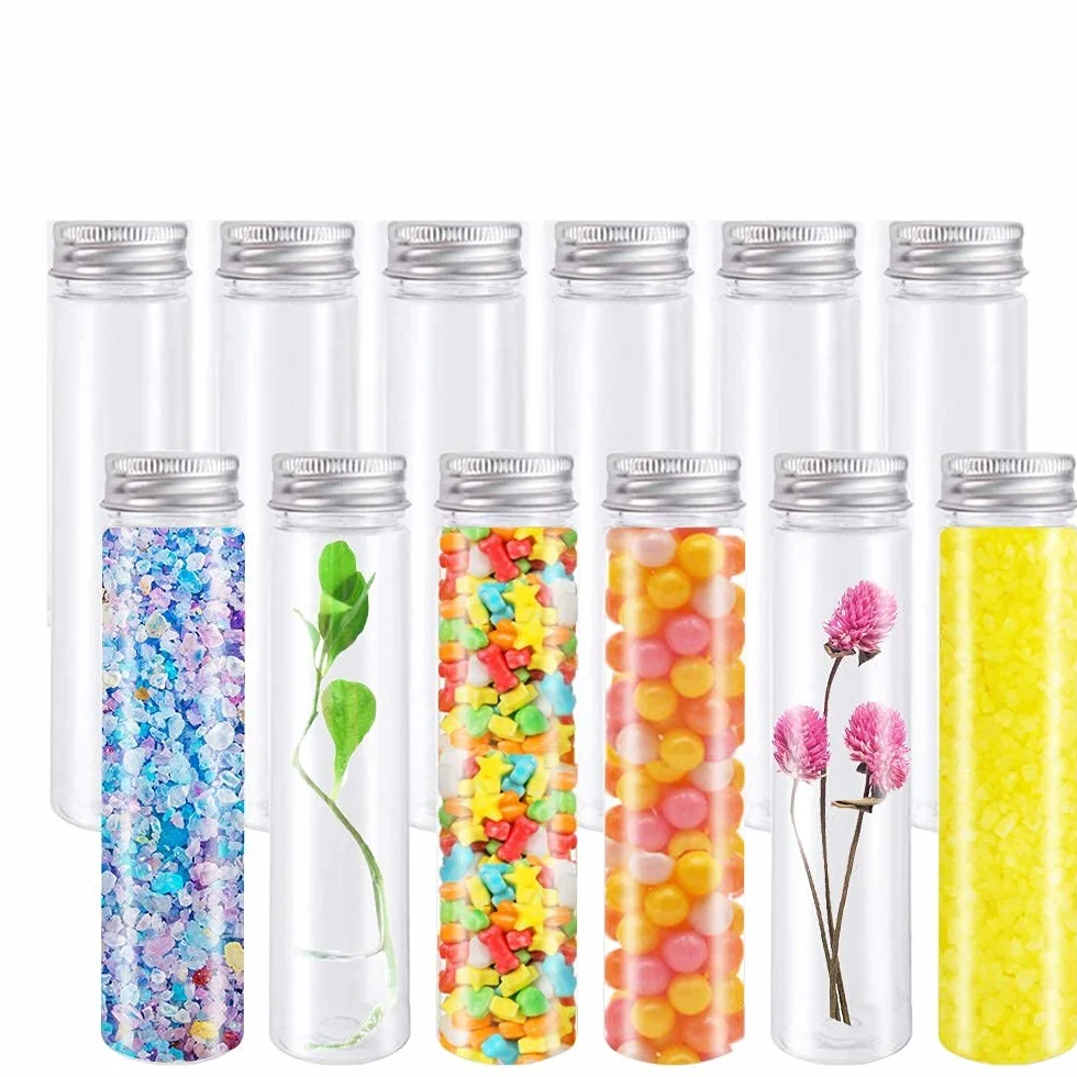 LATRAT 12 szt. Plastikowa probówka z zakrętką (110 ml), pojemniki na kosmetyki, balsam podróżny, słodycze, probówki do przechowywania Trasparente