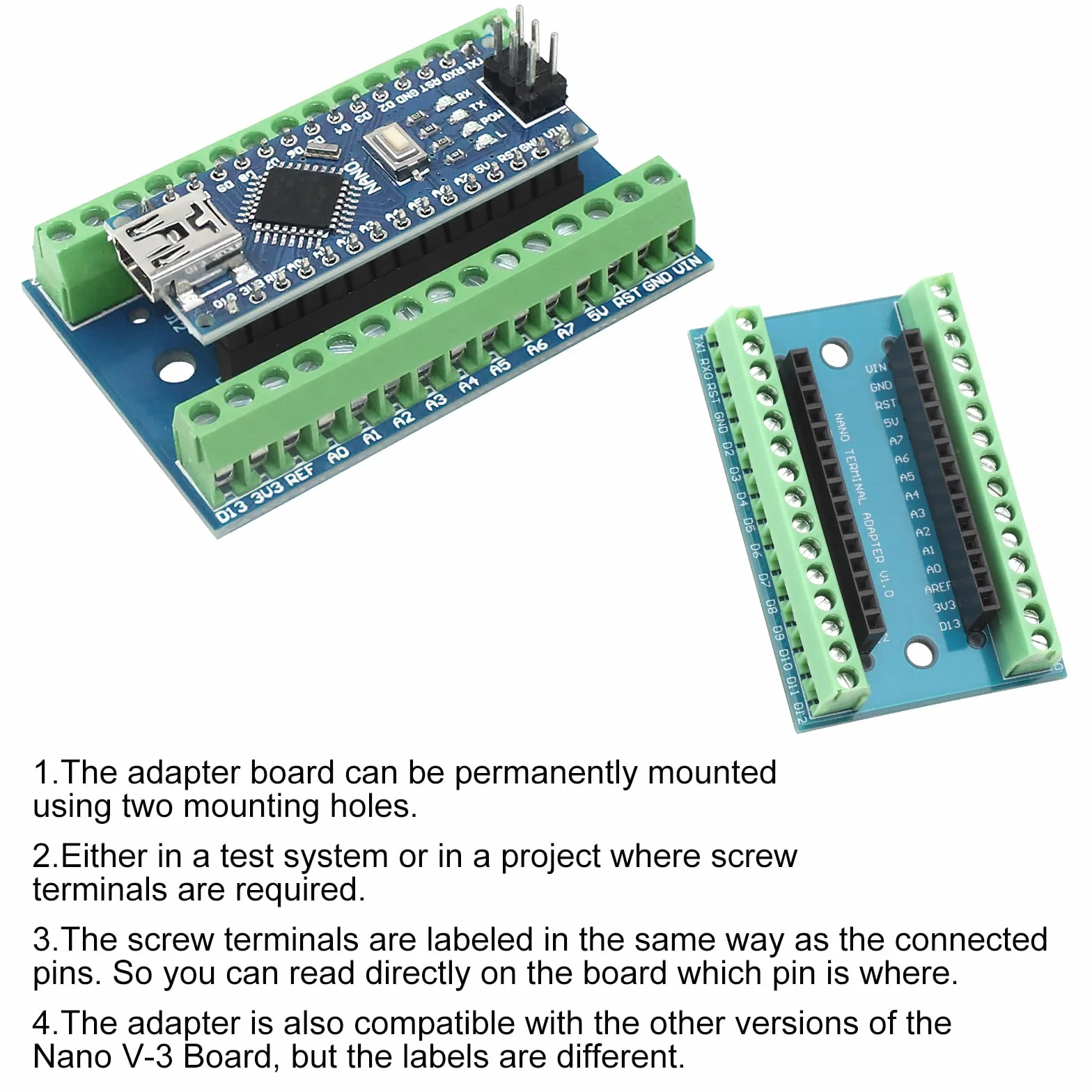 HENGBIRD Nano Shield IO Shield V1.0 Płyta Rozszerzająca z Zaciskami Śrubowymi do Arduino