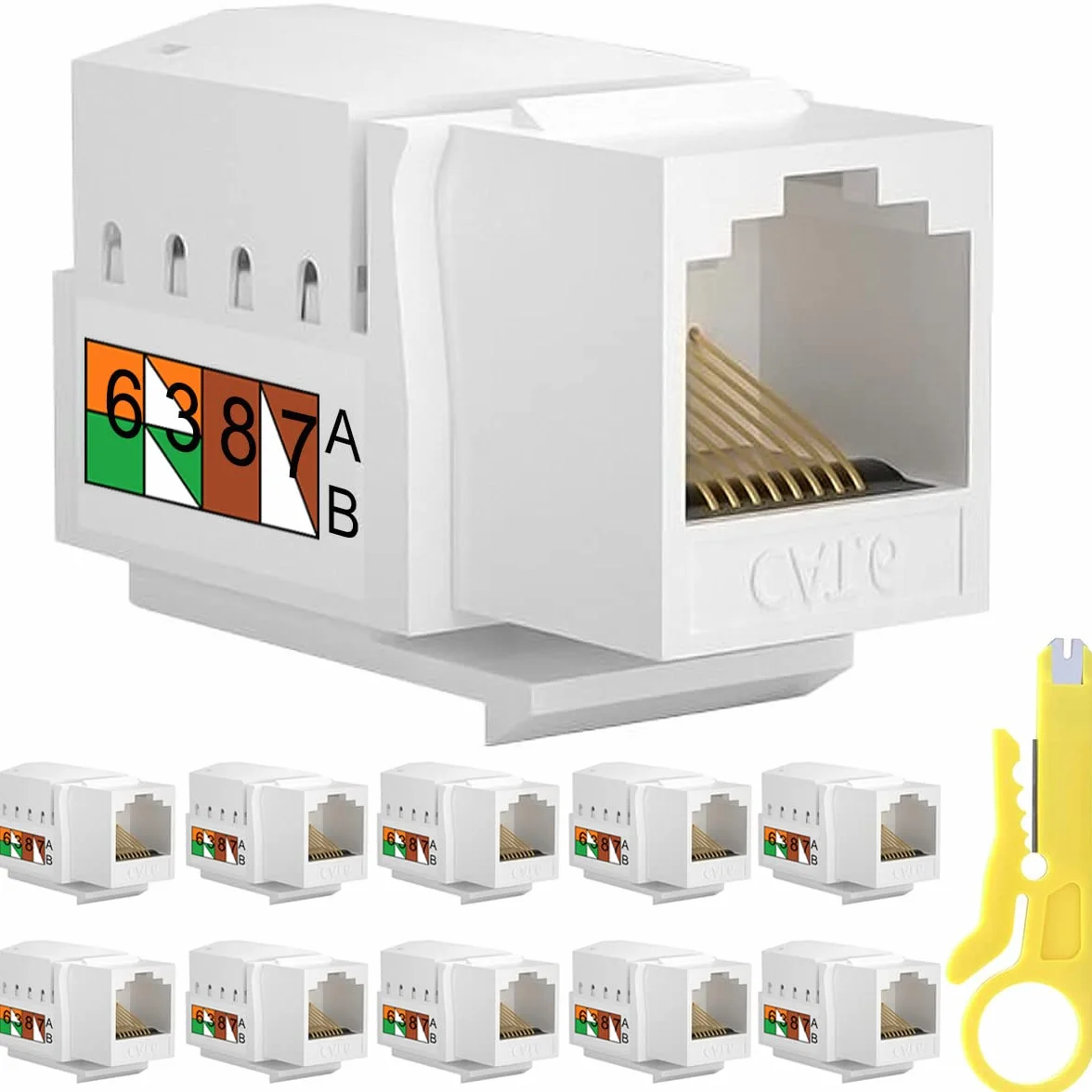 RJ45 Cat6 Keystone Jack, 10PCS Ethernet Wall Jack Inline Coupler Cat6 Network Coupler Cat5/5e/6 Kompatybilny - Cat6 Network Coupler
