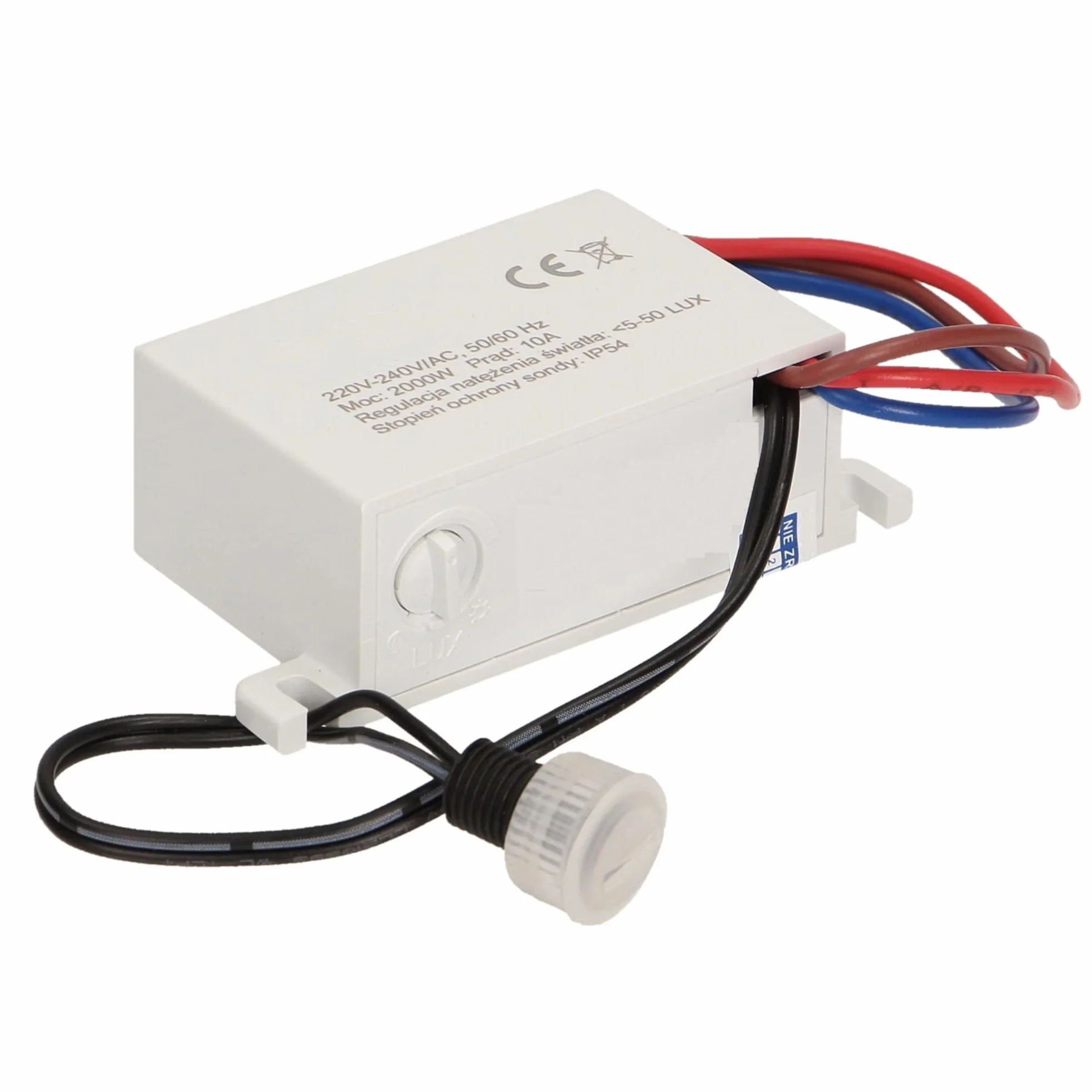 Czujnik Zmierzchowy zz zewnętrzną sondą IP54 mini, 2000W