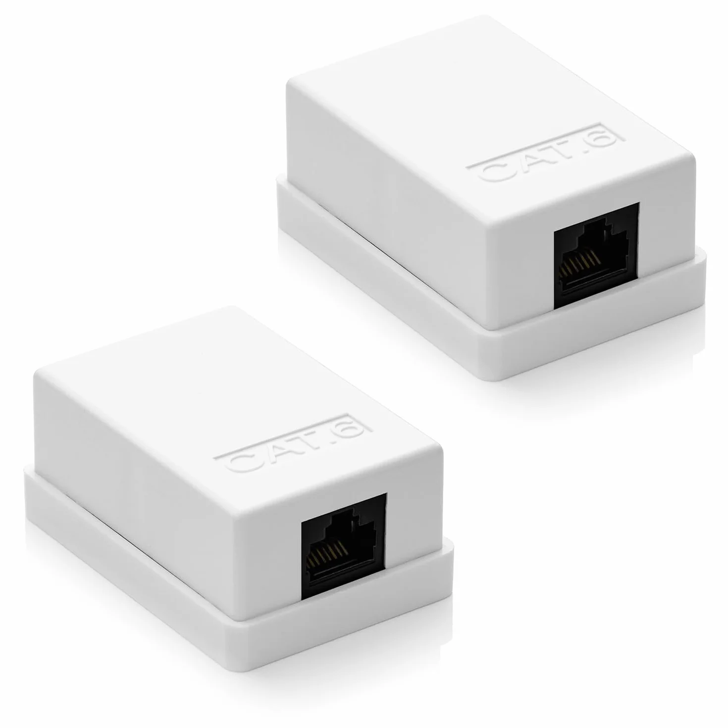 deleyCON 2x Gniazdo sieciowe CAT 6 1x RJ45 Natynkowe (Montaż natynkowy) 1 Gbit Ethernet LAN Kolor RAL 9003 Biały