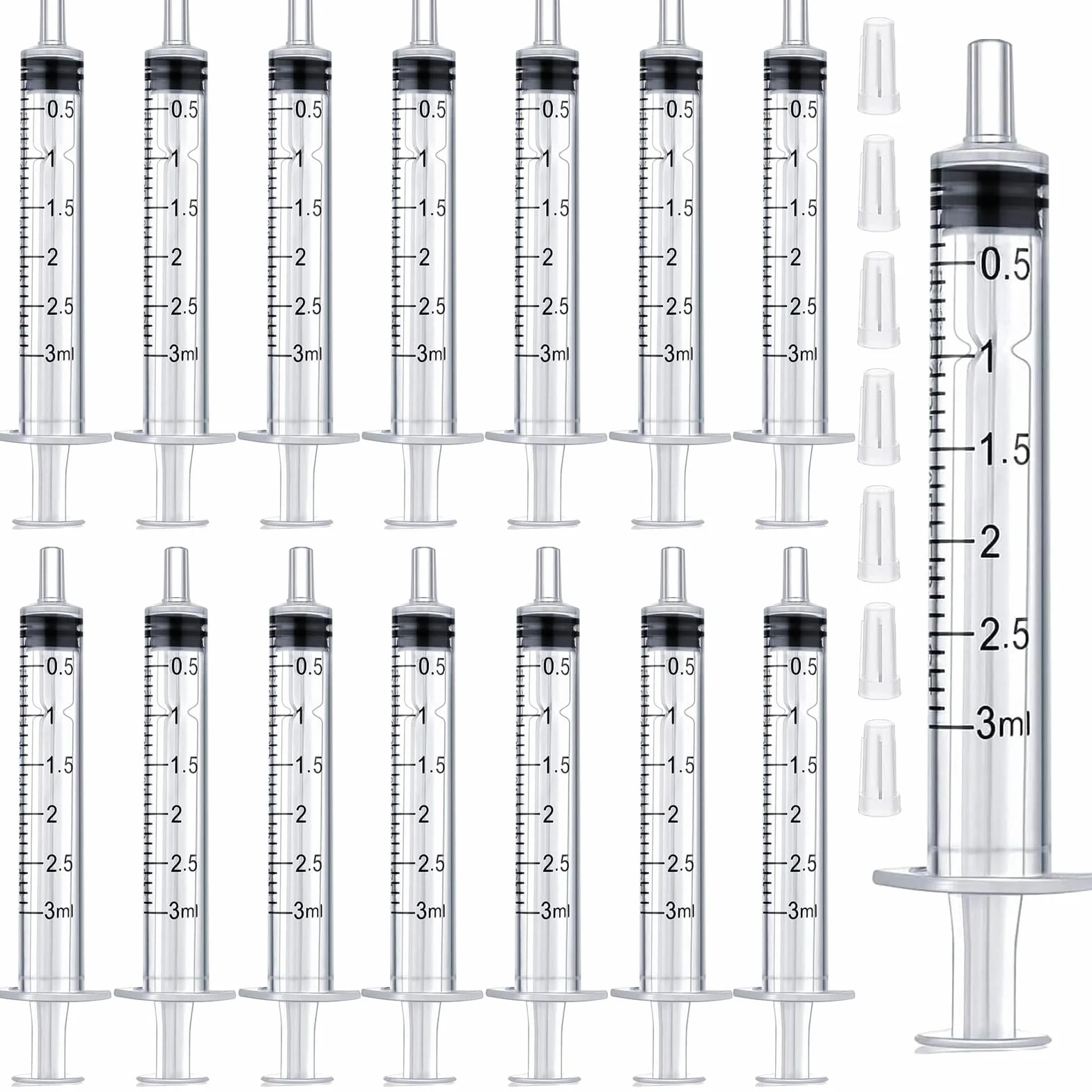 50 szt. strzykawek, strzykawka o pojemności 3 ml, jednorazowa strzykawka bez igły, strzykawka do siary, strzykawka dozująca, strzykawka z miarką do laboratoriów naukowych, do nalewania, napełniania