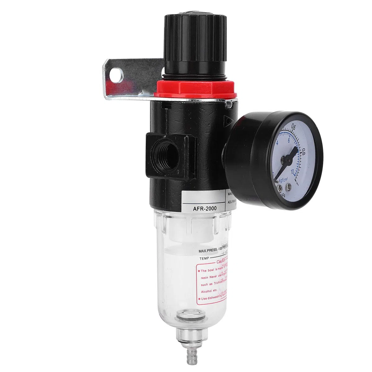BSP1 / 4-calowy regulator filtra sprężonego powietrza, filtr sprężarki powietrza z pułapką wodną ze wspornikiem 0-10 bar, manometr regulatora ciśnienia filtra powietrza