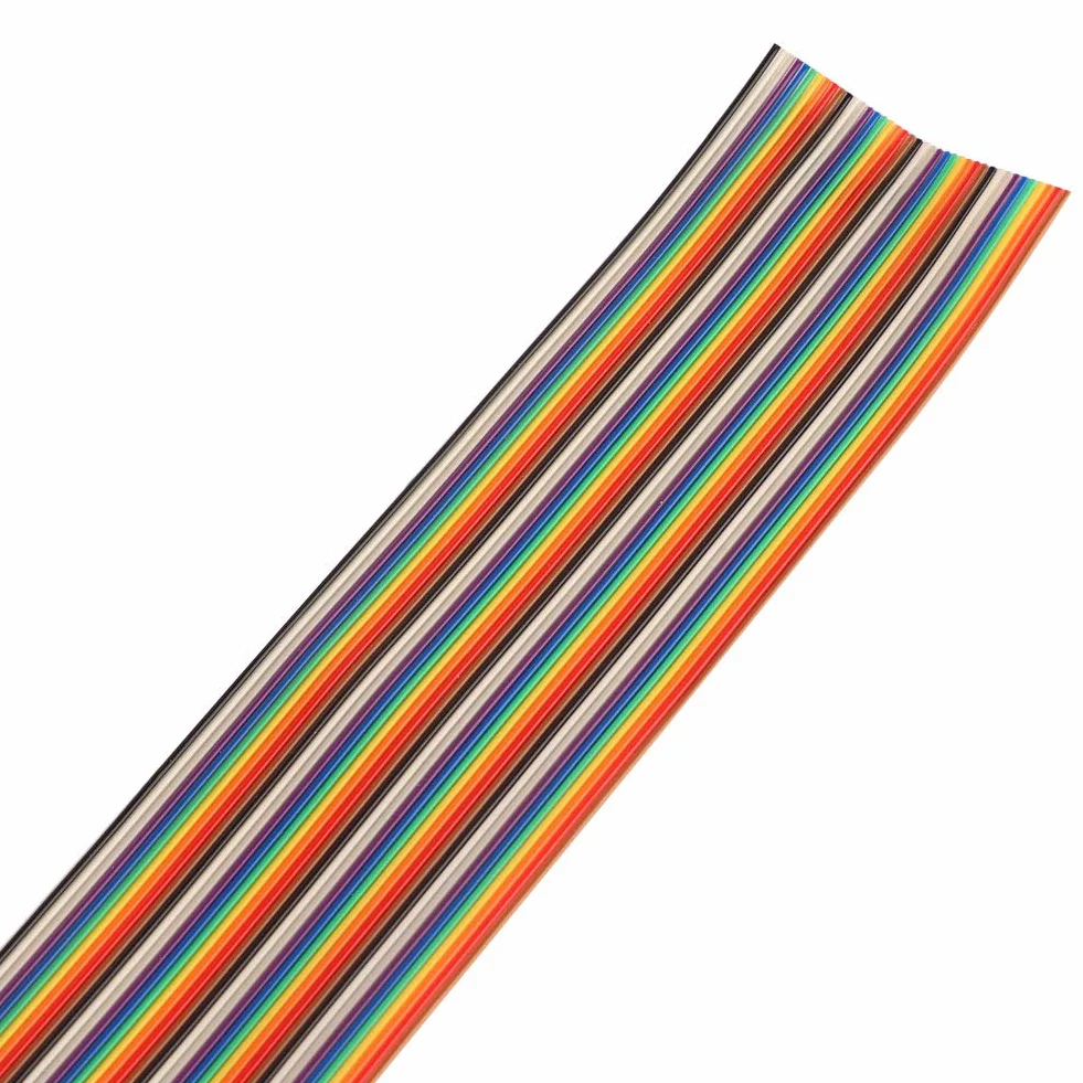 40P Tęczowy Przewód Taśmowy Przewód Kolorowy 1,27 mm Rozstaw Przewód Płaski Szerokość 5,08 cm dla Złączy (2 metry)