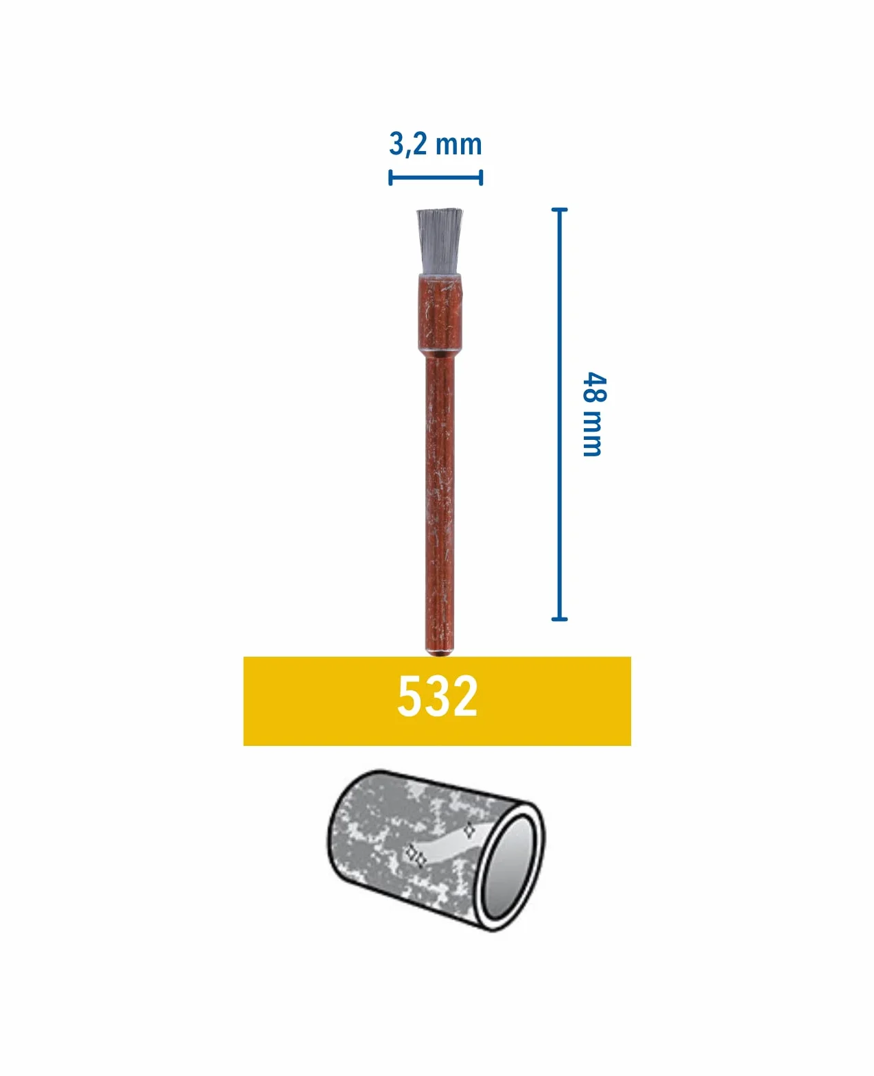 Dremel 532 szczotka ze stali nierdzewnej, zestaw akcesoriów: 3 szczotki (3,2 mm) do czyszczenia materiałów odpornych na korozję