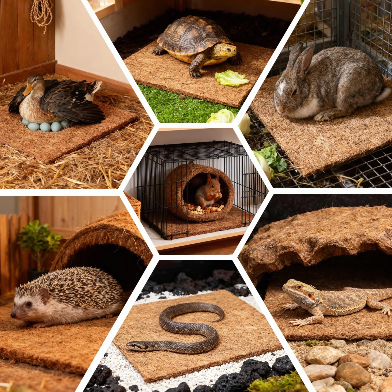 EFUTURETIME 10 x wkładka do gniazd dla kurczaków 25 cm x 25 cm z naturalnego włókna kokosowego, maty wielokrotnego użytku do wkładania jaj lub utrzymywania ciepła