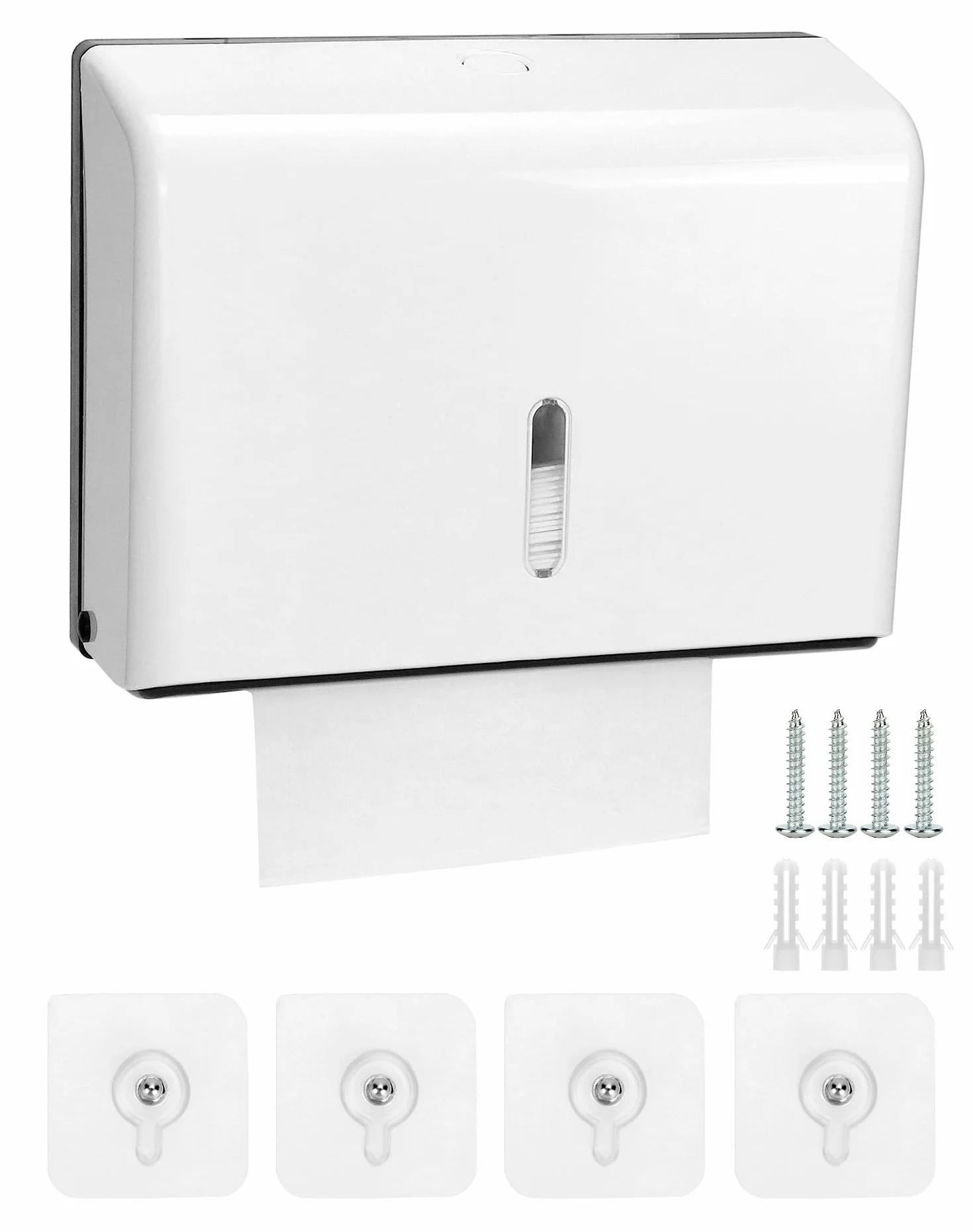 QWORK® Dozownik ręczników papierowych do ręczników papierowych zygzakowatych i składanych, Montaż naścienny bez wiercenia, Mieści do 200 ręczników papierowych