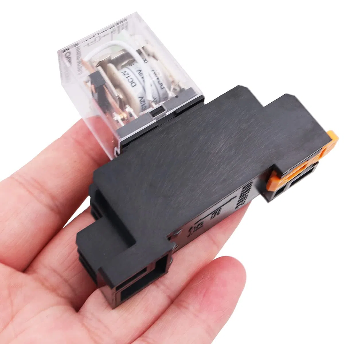 WANGCL 2 szt. Mini przekaźnik DC 12 V przełącznik elektromagnetyczny 8-pinowy przekaźnik DPDT 2NO+2NC ze wskaźnikiem LED podstawy gniazda