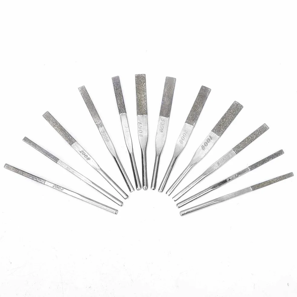 Zestaw Pilników Diamentowych 12 szt. 3 mm do Metalu Stali Szlifowania Tłokowego